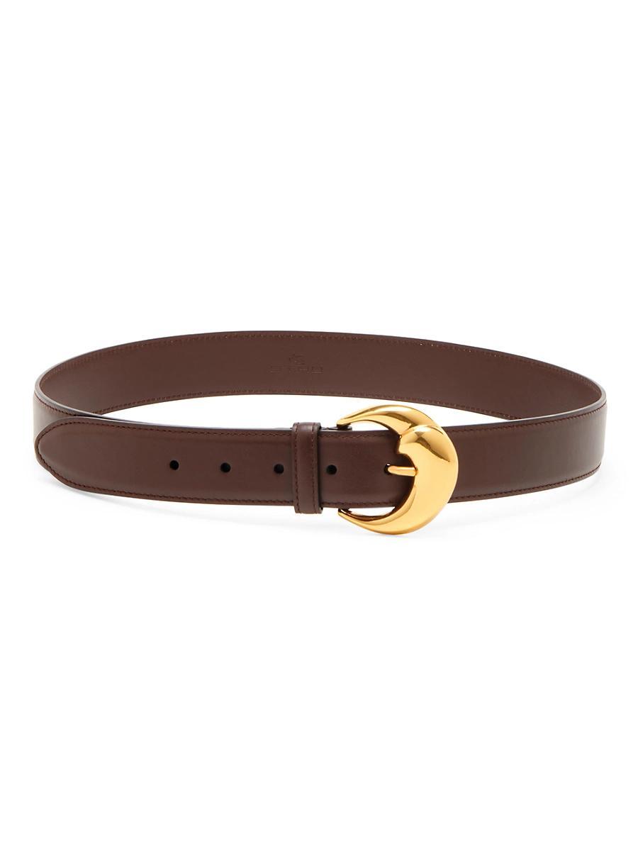 Womens Leather Moon Buckle Belt Product Image