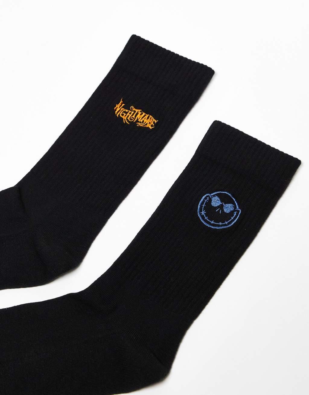 ASOS DESIGN 2 pack Disney Nightmare Before Christmas socks in black Product Image