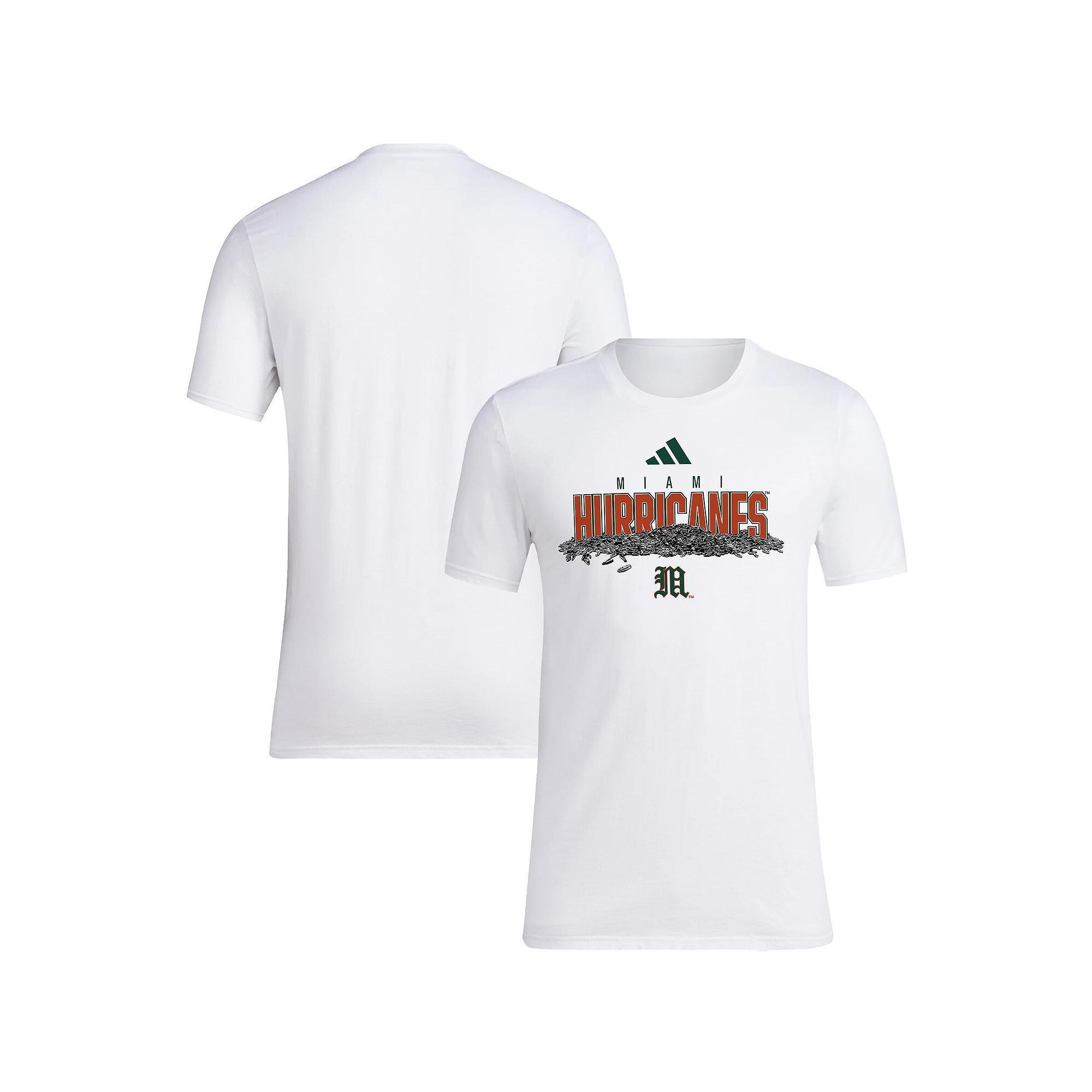 Men's adidas White Miami Hurricanes Baseball Sunflower Seeds T-Shirt, Size: 2XL Product Image