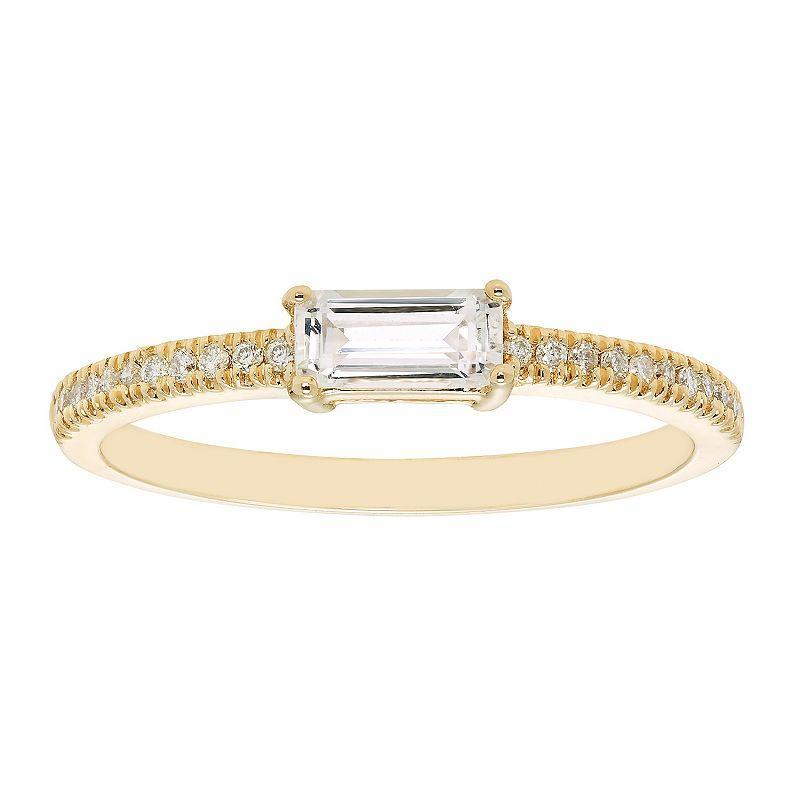 The Regal Collection 14k Gold 1/10 Carat T.W. Diamond & Lab-Created White Sapphire Stackable Ring, Womens Product Image