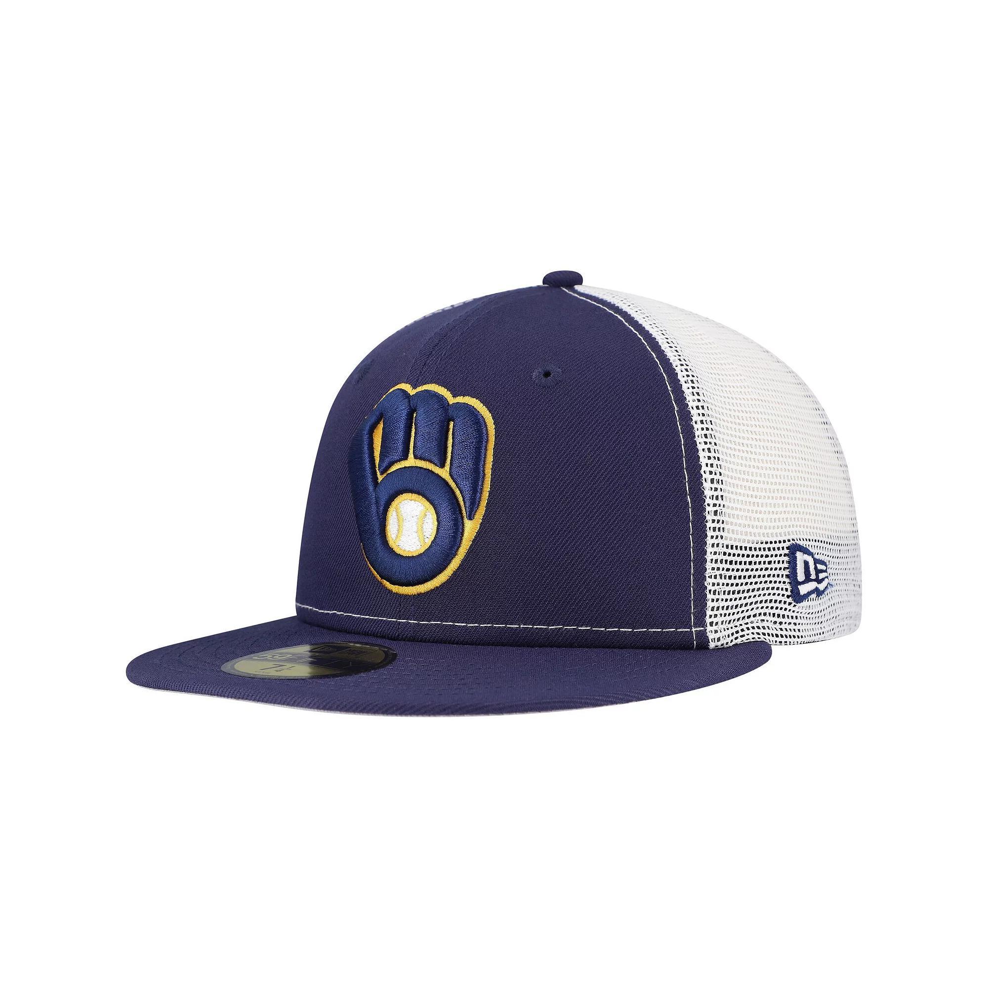 Men's New Era Navy Milwaukee Brewers Team Color 59FIFTY Trucker Fitted Hat, Size: 7 1/4, Blue Product Image