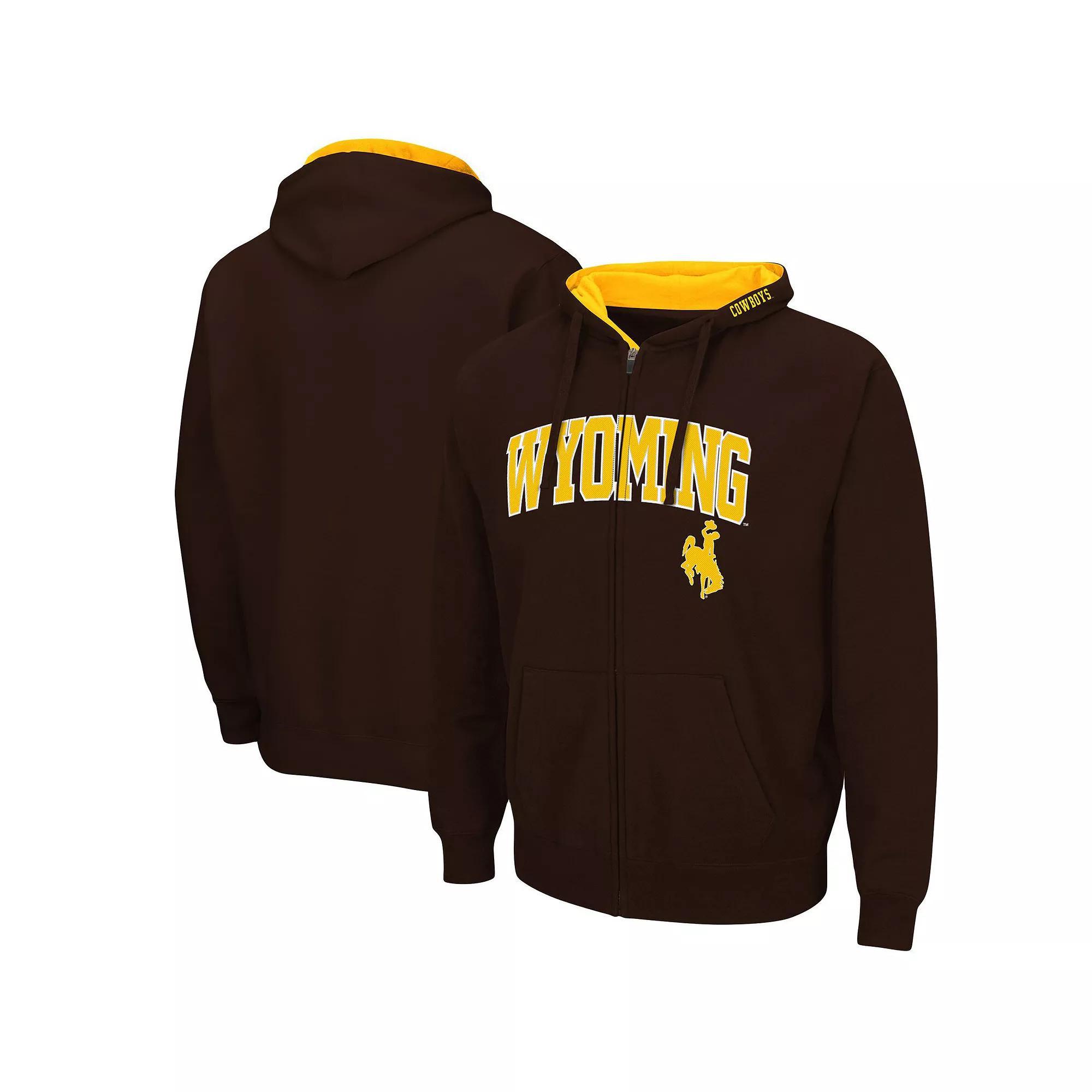 Men's Colosseum Brown Wyoming Cowboys Arch & Logo 3.0 Full-Zip Hoodie, Size: Small, Wyo Brown Product Image