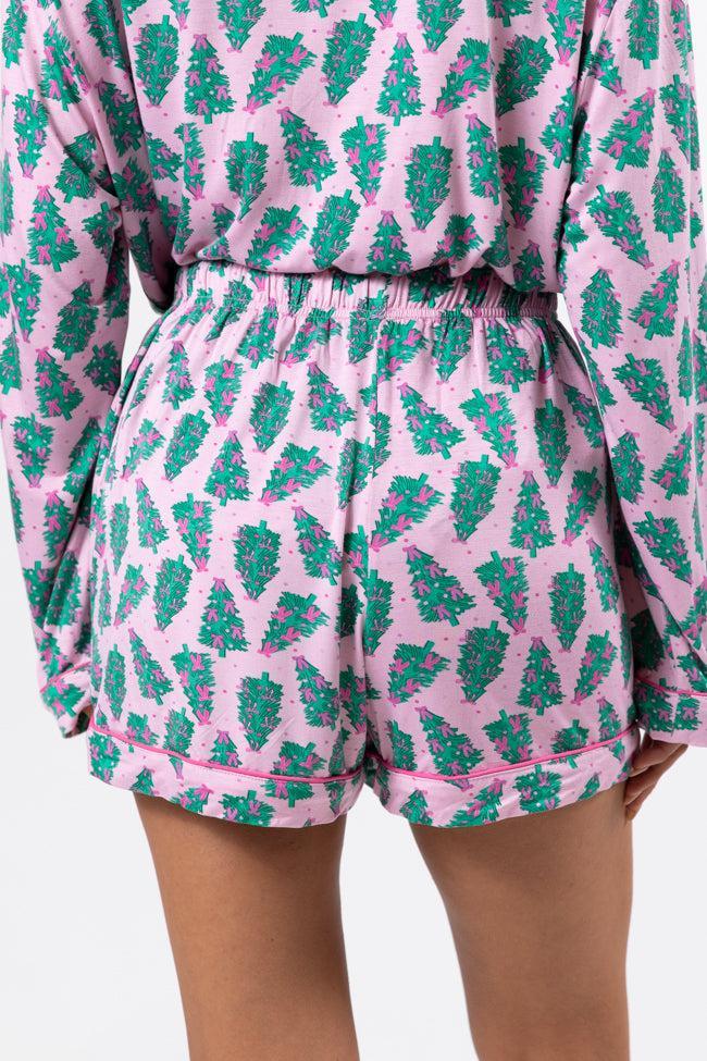 Under The Stars In Pink Pines Bamboo Pajama Shorts FINAL SALE Product Image