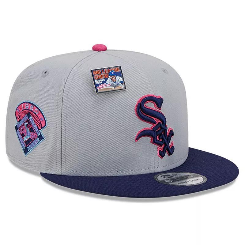 Mens New Era Gray/Navy Chicago White Sox Raspberry Big League Chew Flavor Pack 9FIFTY Snapback Hat Product Image