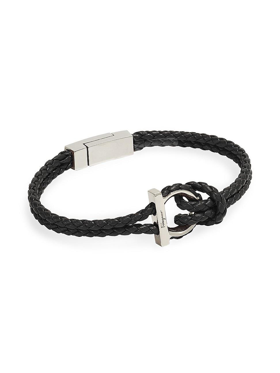 Salvatore Ferragamo Mens Gancini Double Woven Leather Bracelet Product Image