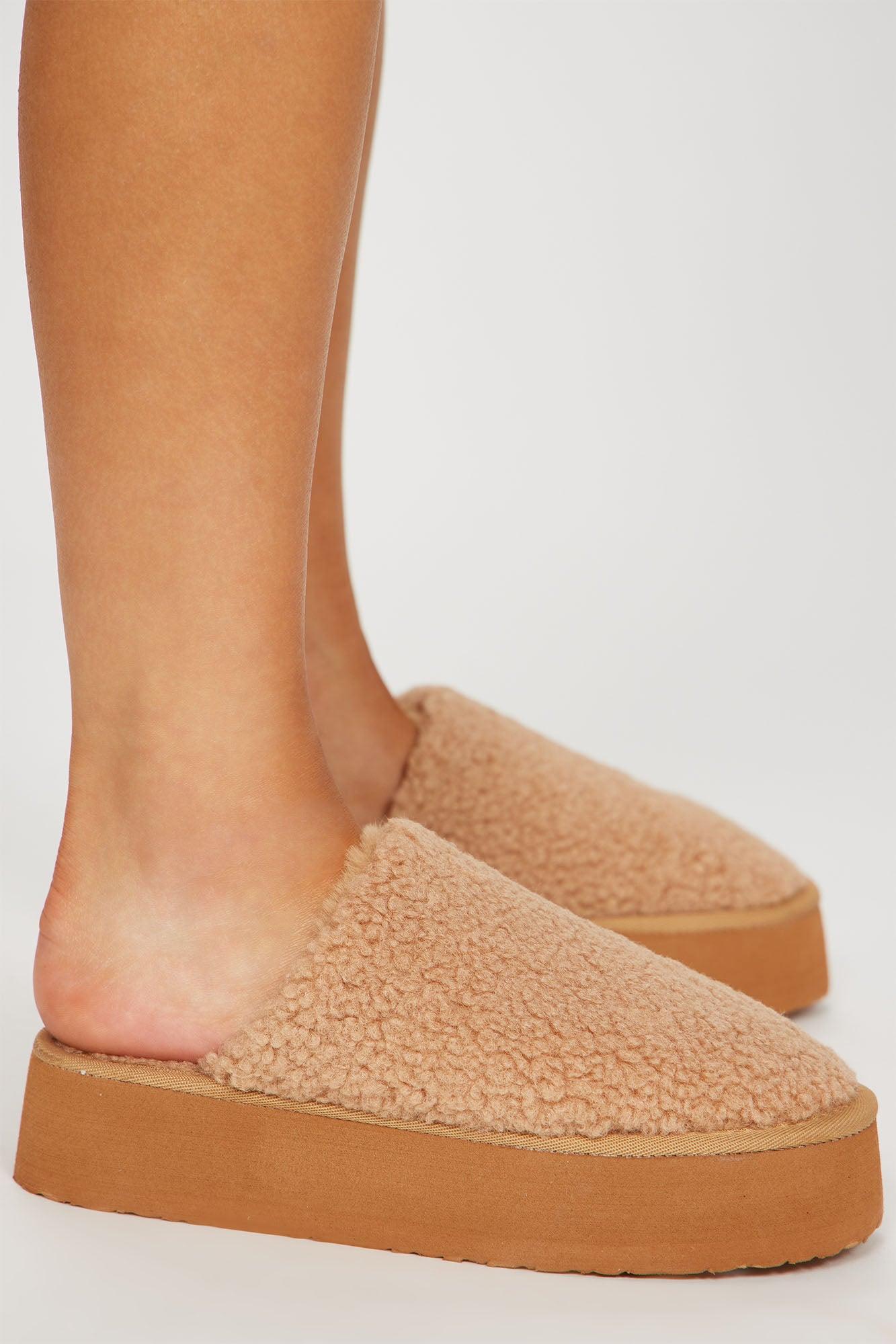 Let's Get Comfy Platform Slippers - Tan Product Image