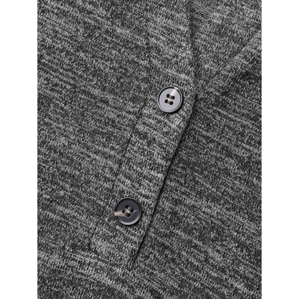 Plus Size Heather Textured Button-Front Fitted T-Shirt DimGray Women Casual Button Notched collar Bodycon Everyday T-shirts BloomChic 10/M Product Image