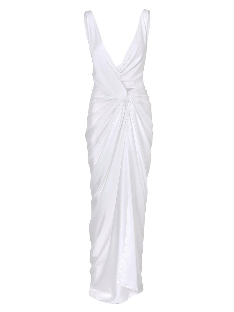 Womens Liz Satin Twist-Front V-Neck Gown Product Image