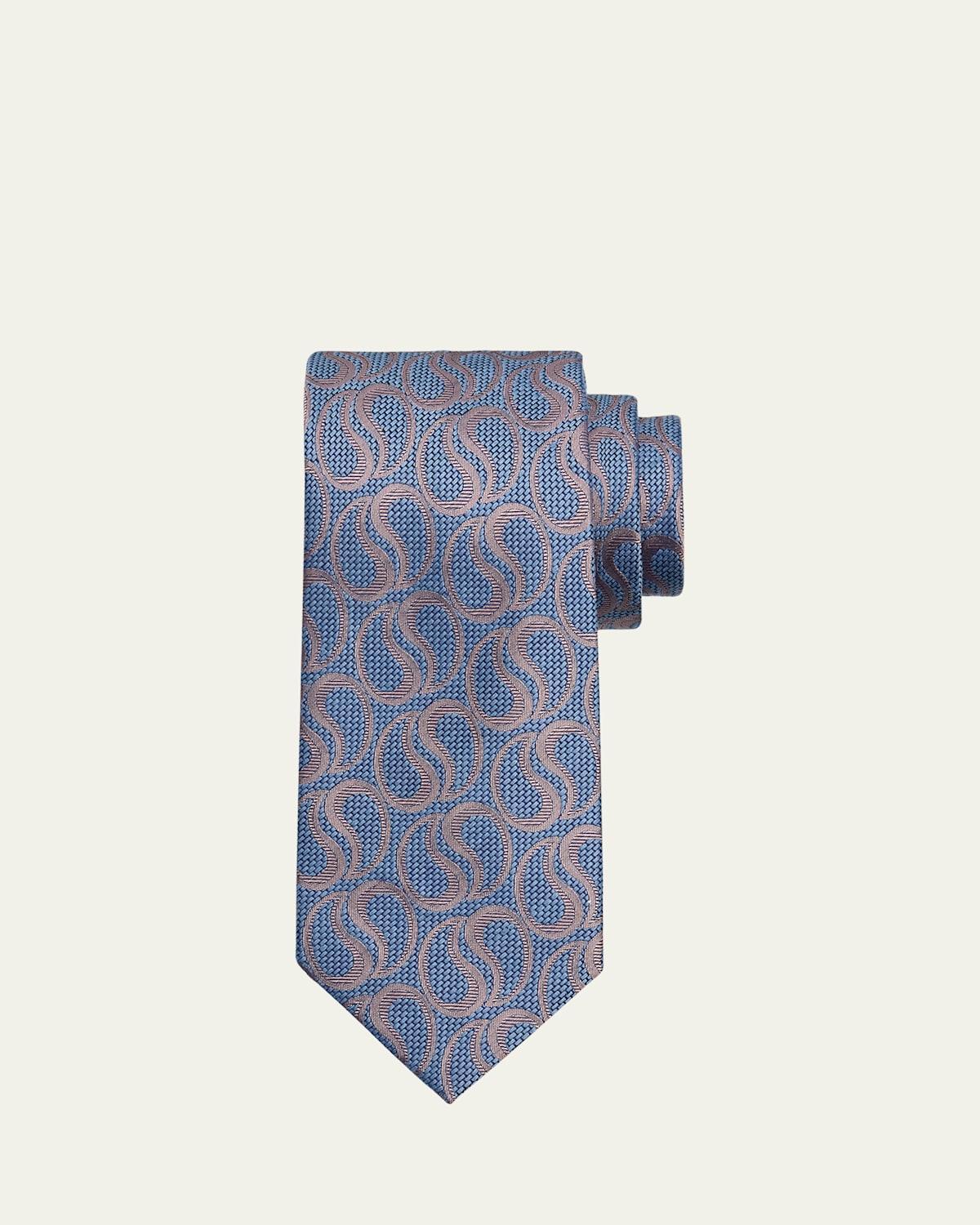 Mens Silk-Linen Jacquard Paisley Tie Product Image