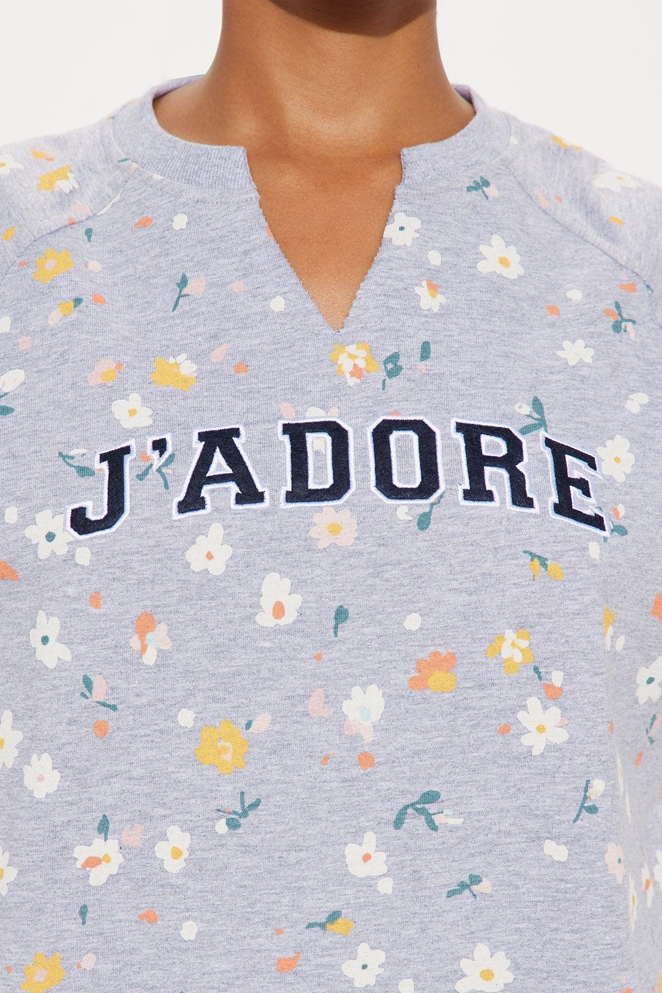 J'Adore Floral Short Set - Grey/combo Product Image
