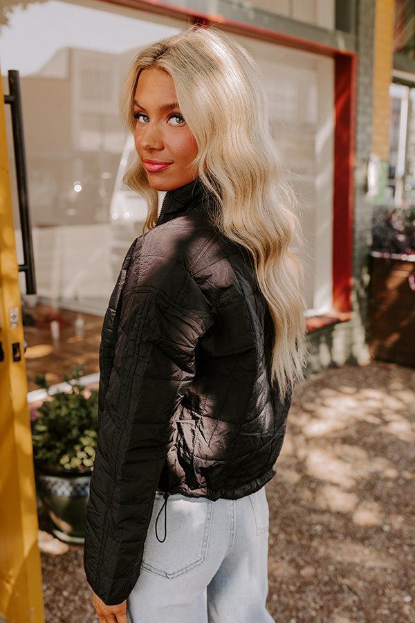 Crisp Leaves Puffer Jacket in Black Product Image