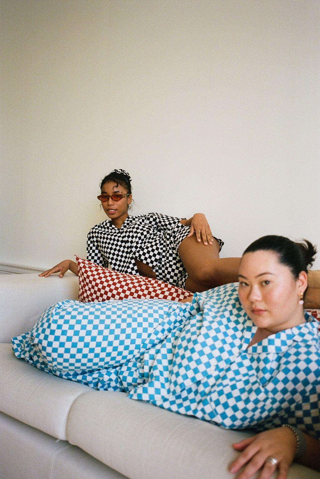 Long Lounge BOTTOM ONLY - Aqua Check Product Image