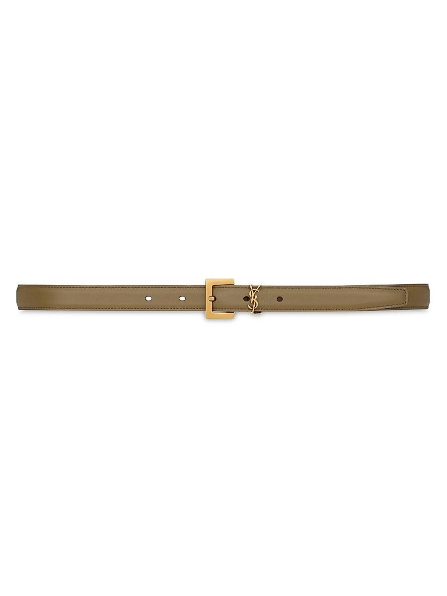 Womens Cassandre Thin Belt with Square Buckle in Smooth Leather Product Image