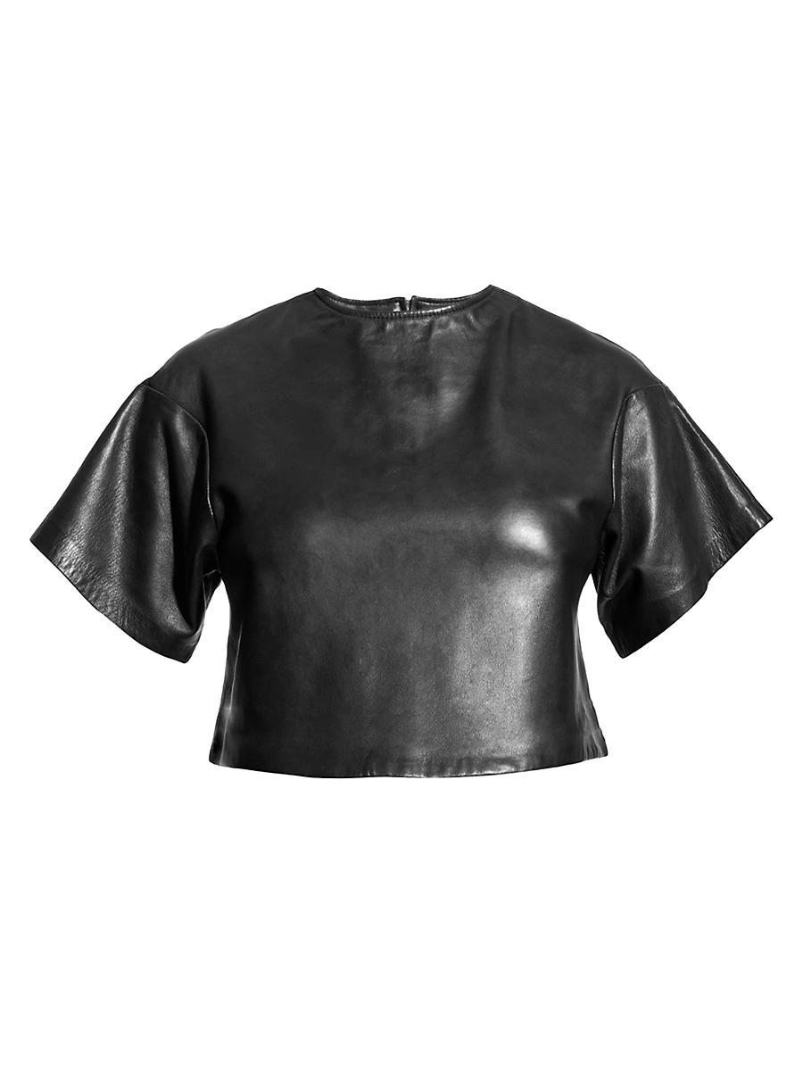 Womens Beck Upcycled Leather Tee Product Image