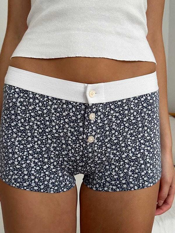 Contrast Floral Print Shorts Product Image