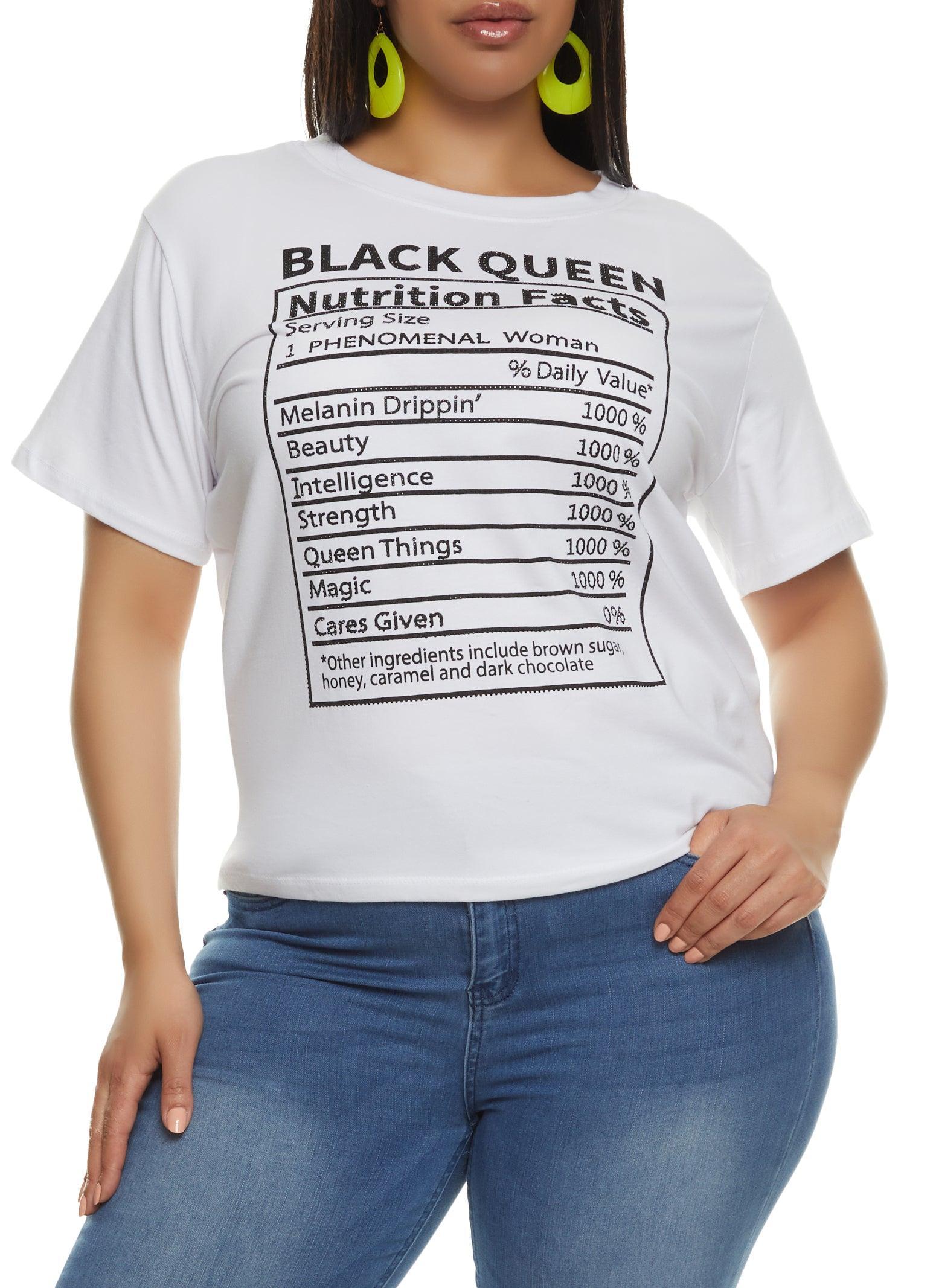 Womens Plus Size Black Queen Rhinestone Graphic Tee Product Image