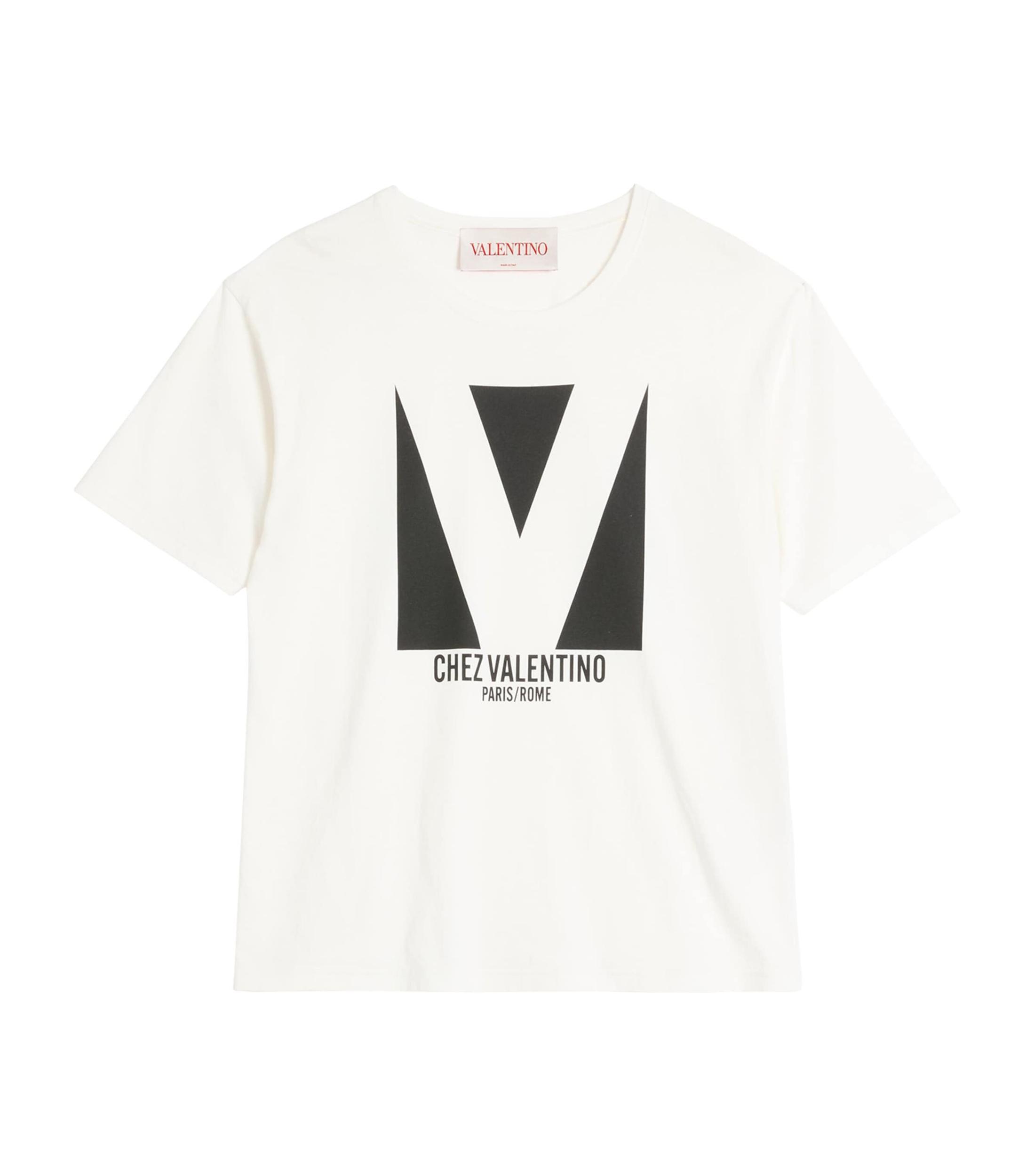 VALENTINO Mens Avorio Logo-print Crew-neck Cotton-jersey T-shirt Product Image