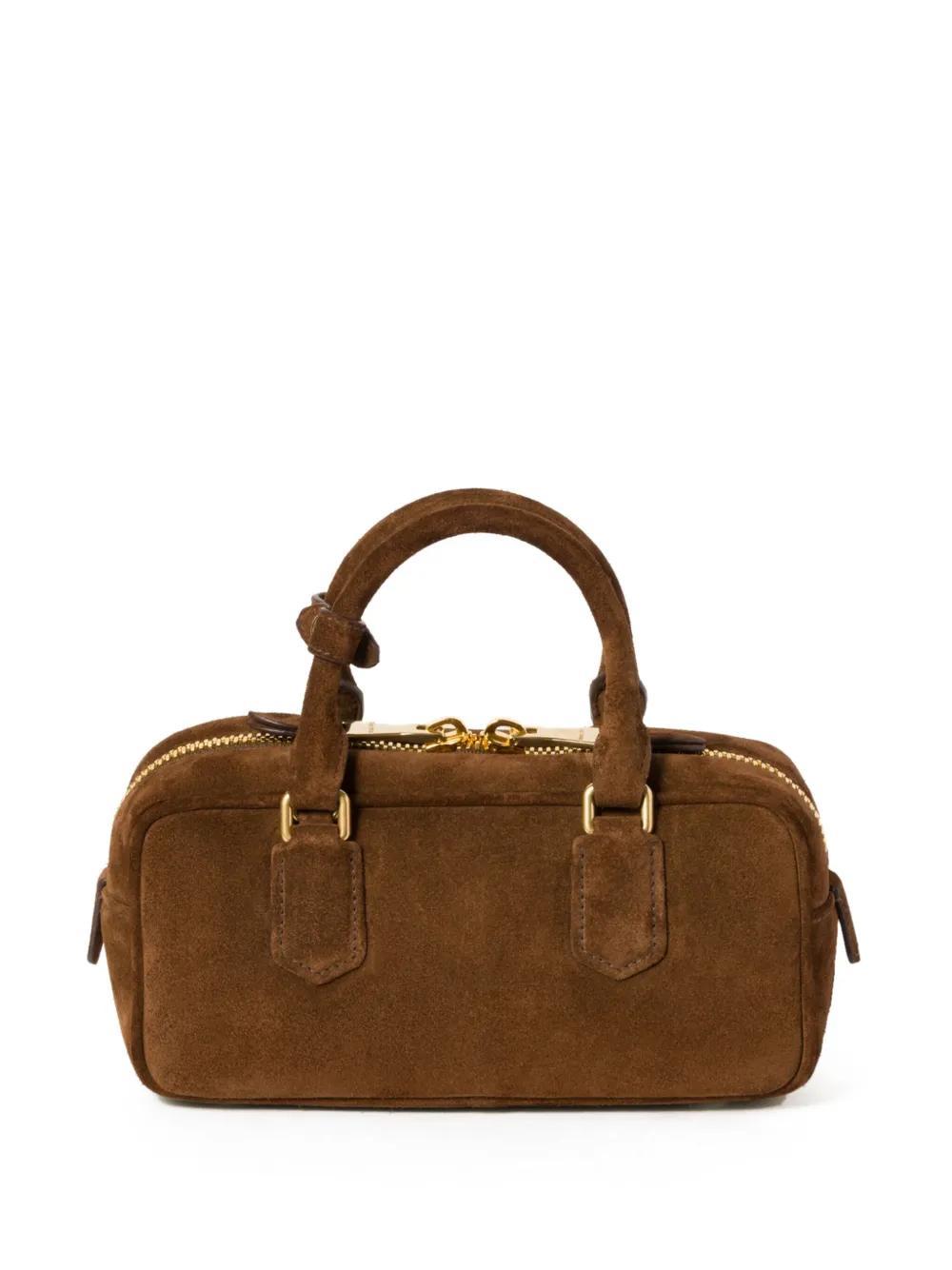 MIU MIU Arcadie Suede Tote Bag In Brown Product Image