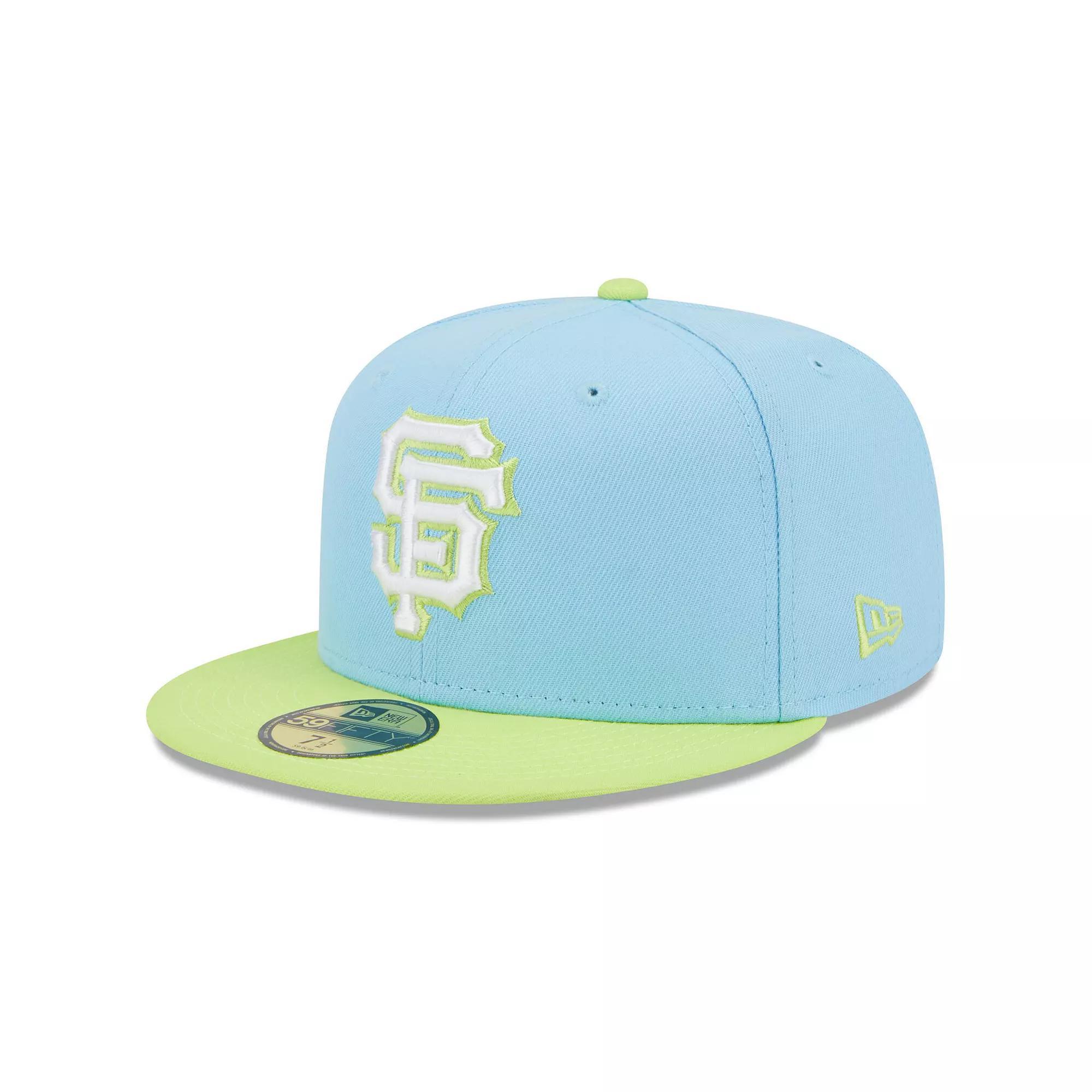 Men's New Era Light Blue/Neon Green San Francisco Giants Spring Color Two-Tone 59FIFTY Fitted Hat, Size: 8 Product Image