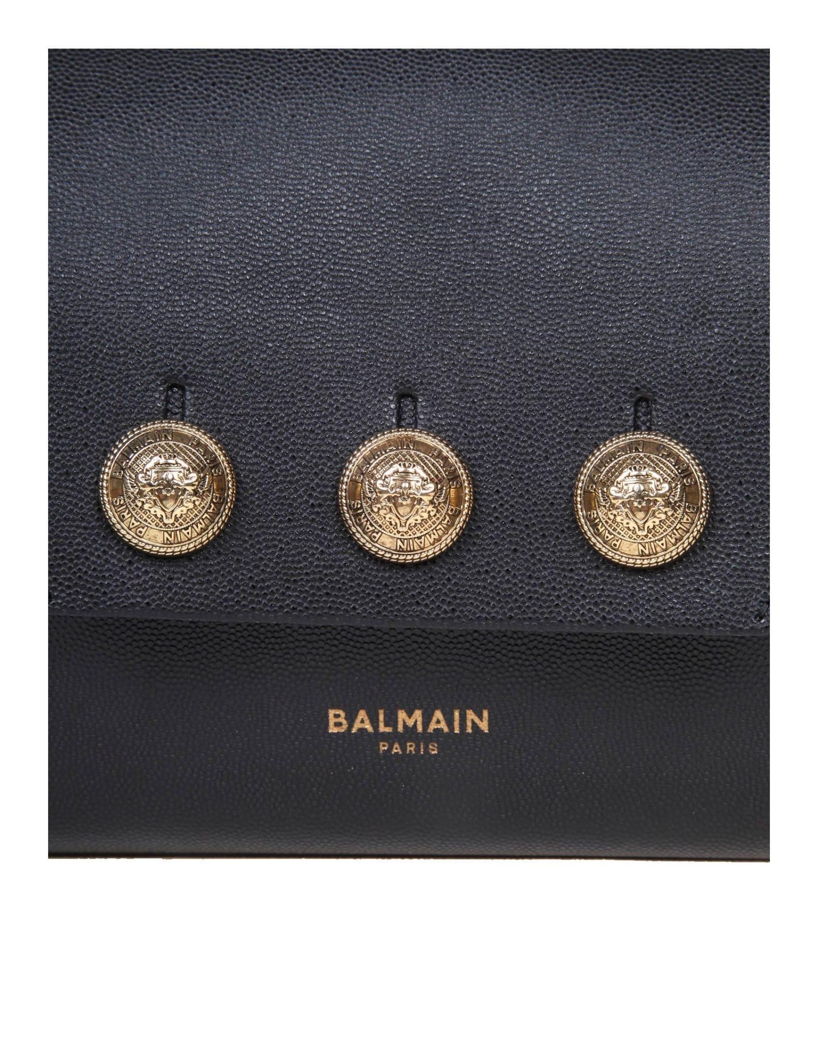 BALMAIN Emblem Bag In Calfskin With Decorative Buttons In Black Product Image