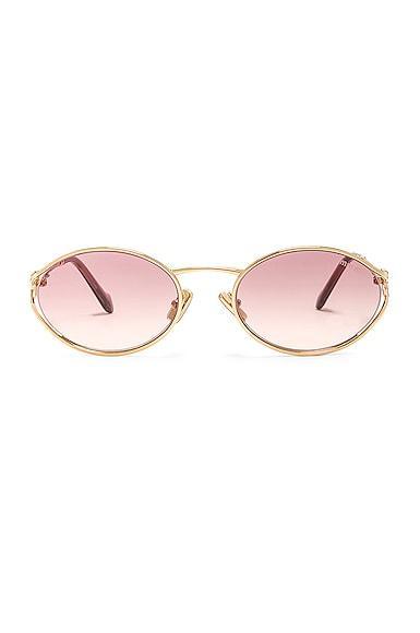 Miu Miu Oval Sunglasses in Gold Product Image