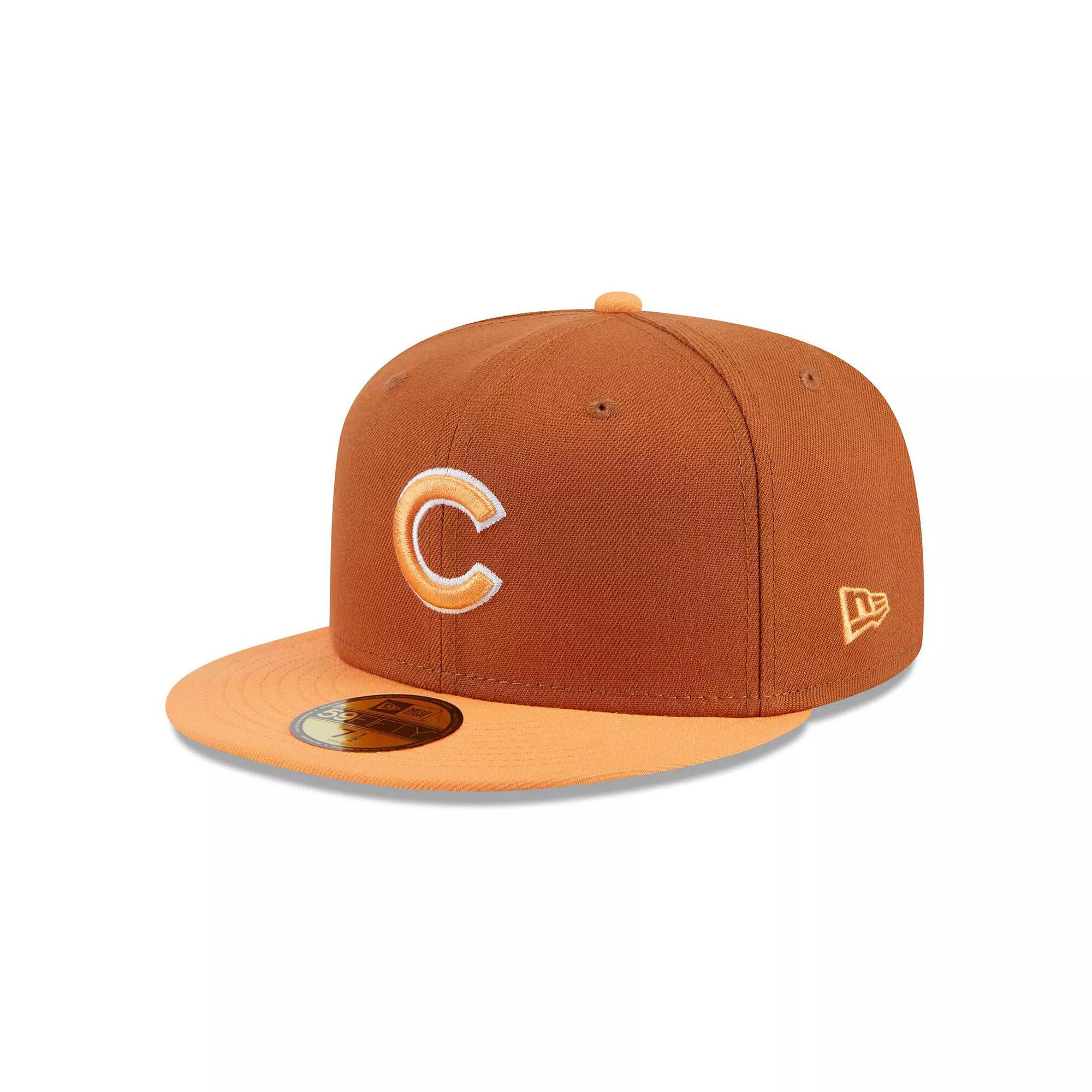 Men's New Era Brown/Orange Chicago Cubs Spring Color Basic Two-Tone 59FIFTY Fitted Hat, Size: 7 5/8 Product Image