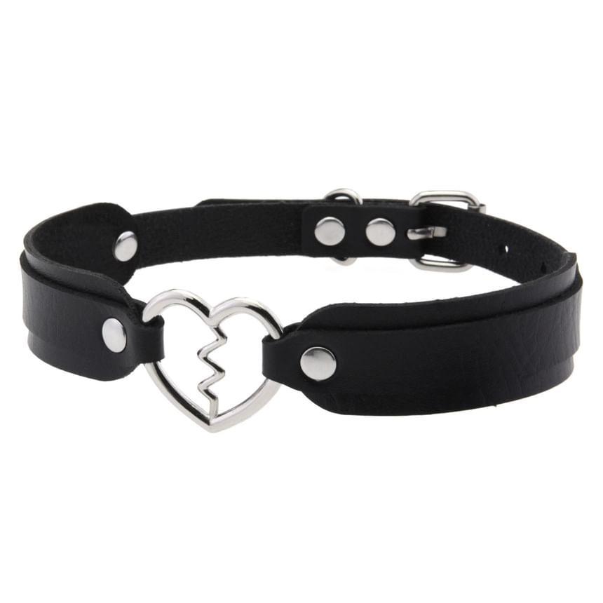 Heart-Shaped Faux Leather Choker Product Image