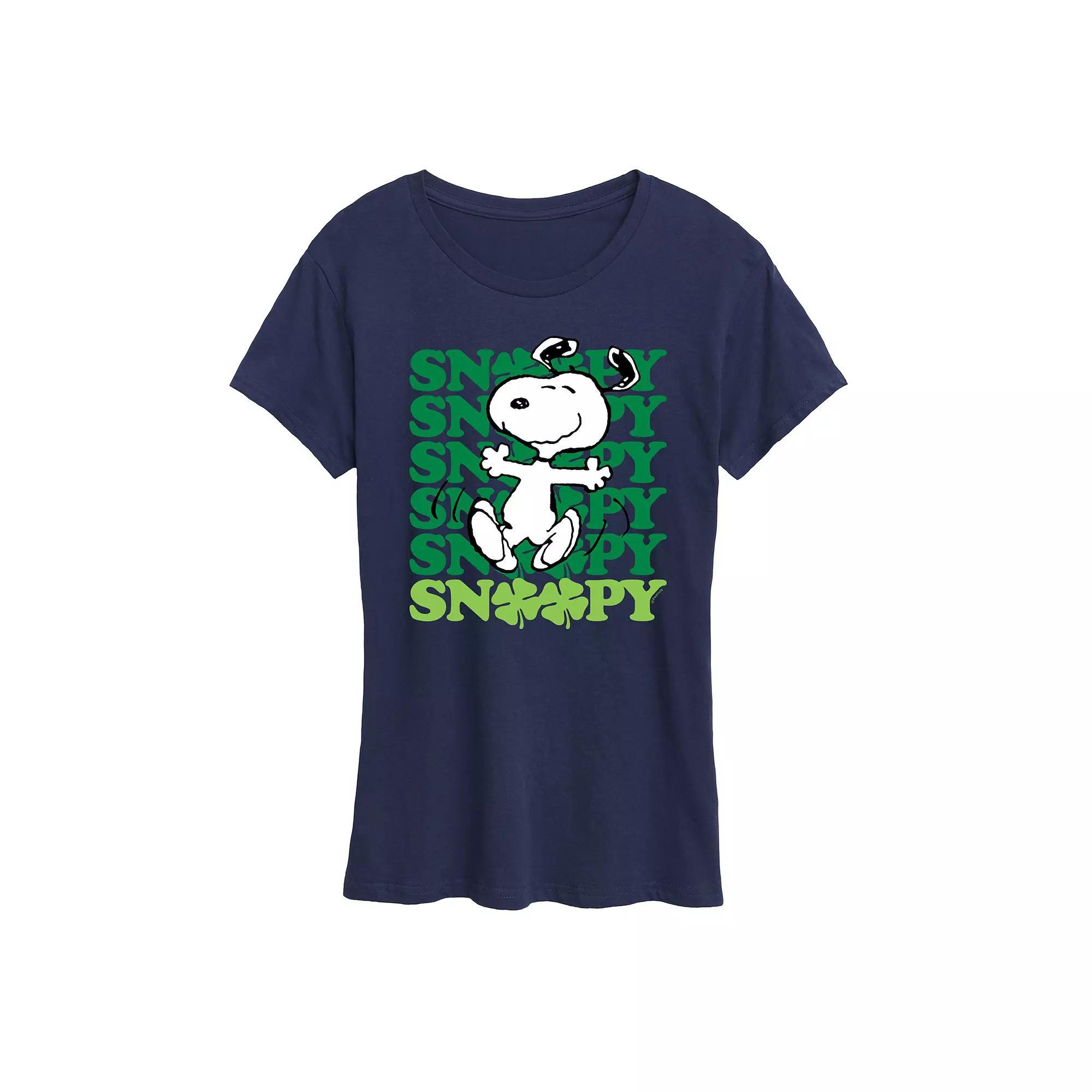 Women's Peanuts Snoopy Clover Dance Graphic Tee, Size: Small, Blue Product Image