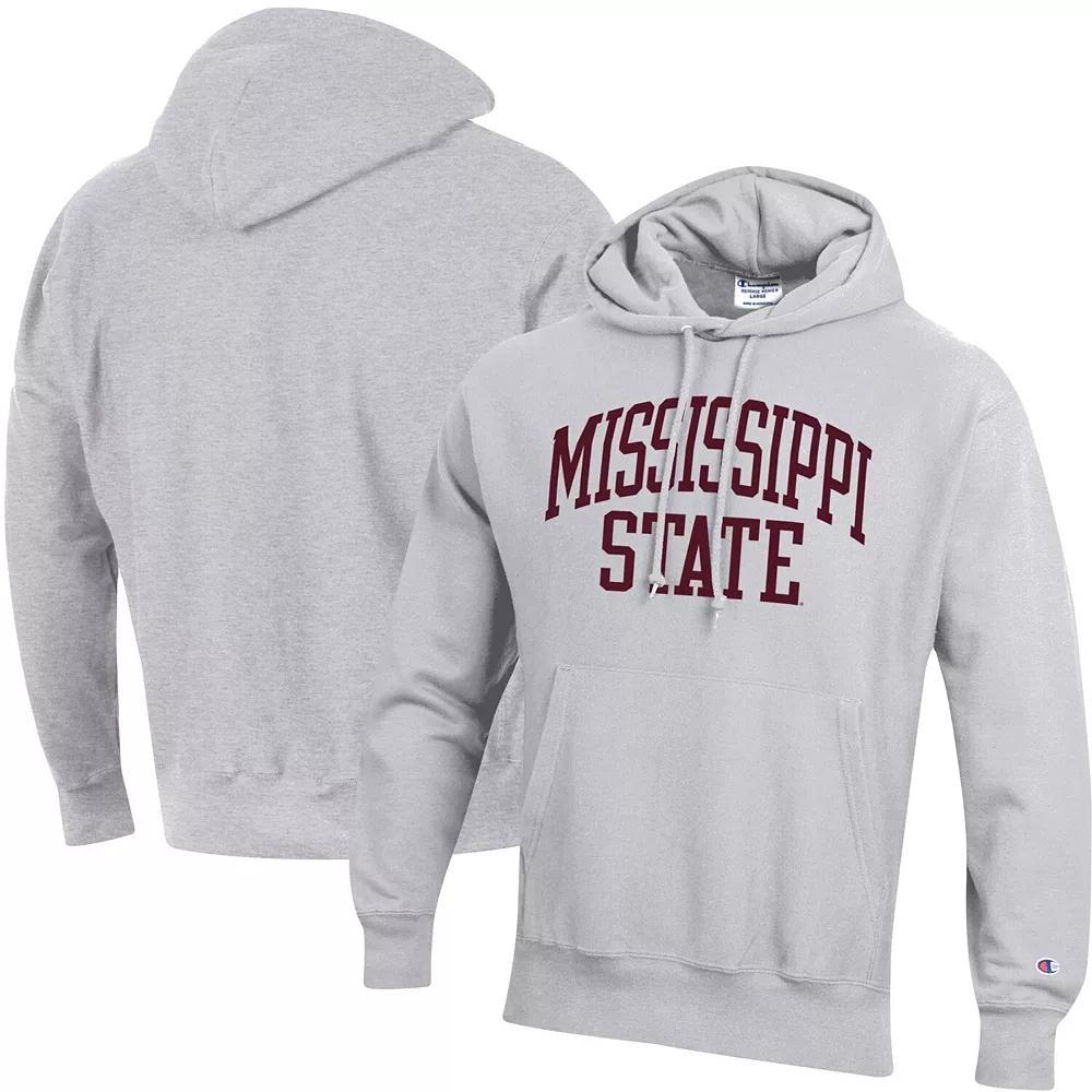 Men's Champion Heathered Gray Mississippi State Bulldogs Team Arch Reverse Weave Pullover Hoodie, Size: 2XL, Mst Grey Product Image