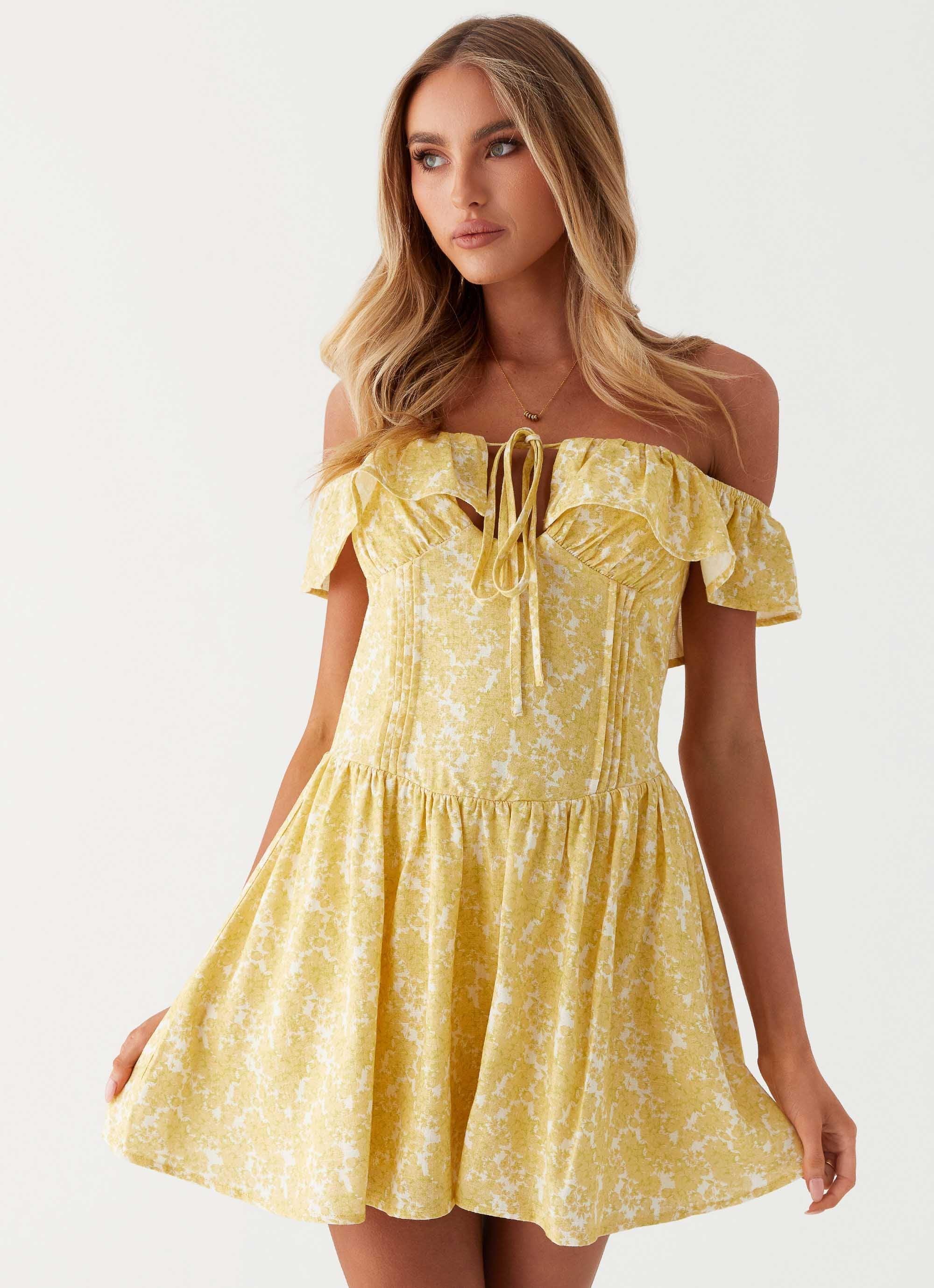 Tarryn Mini Dress - Yellow Floral Product Image