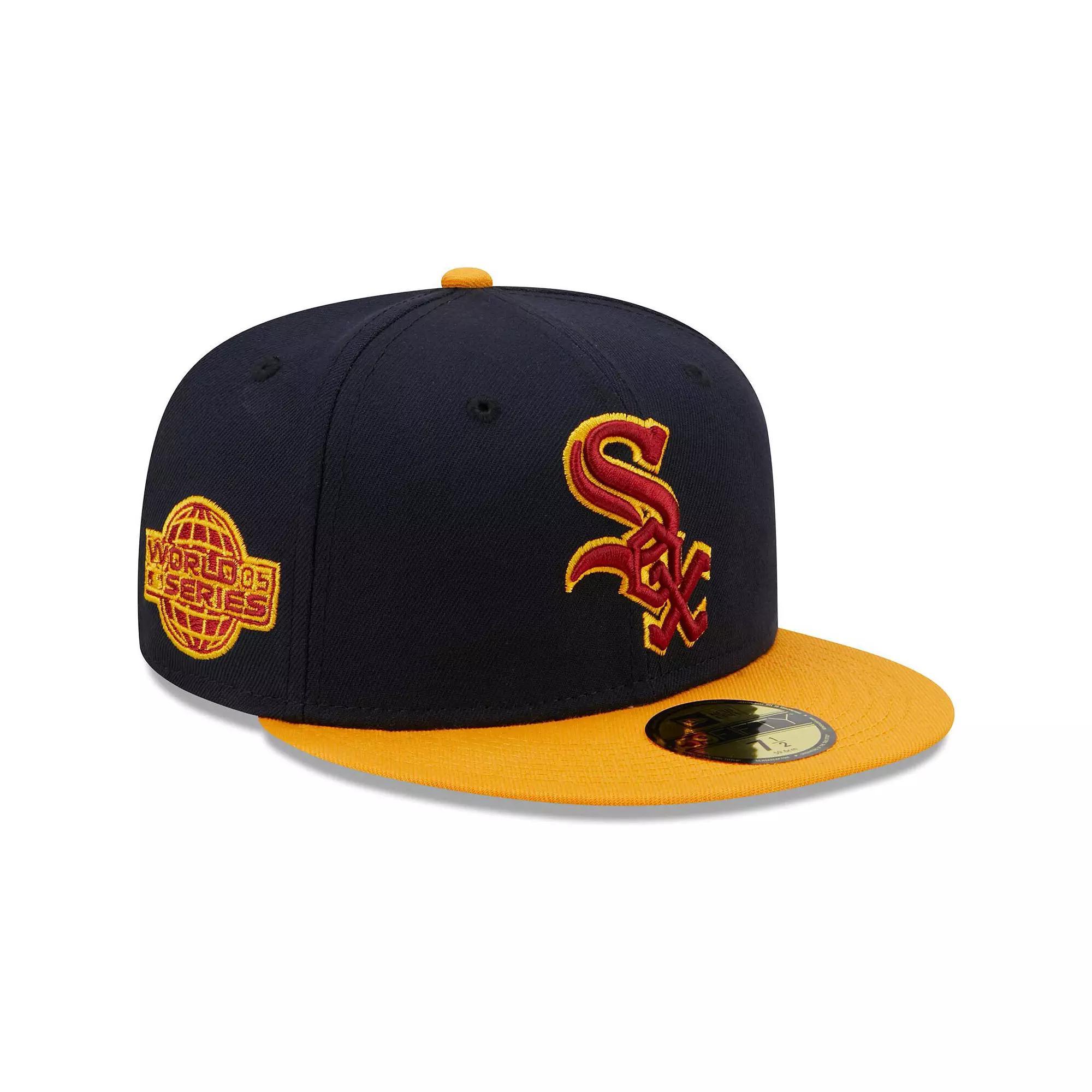 Men's New Era Navy/Gold Chicago White Sox Primary Logo 59FIFTY Fitted Hat, Size: 7 1/2, Blue Product Image