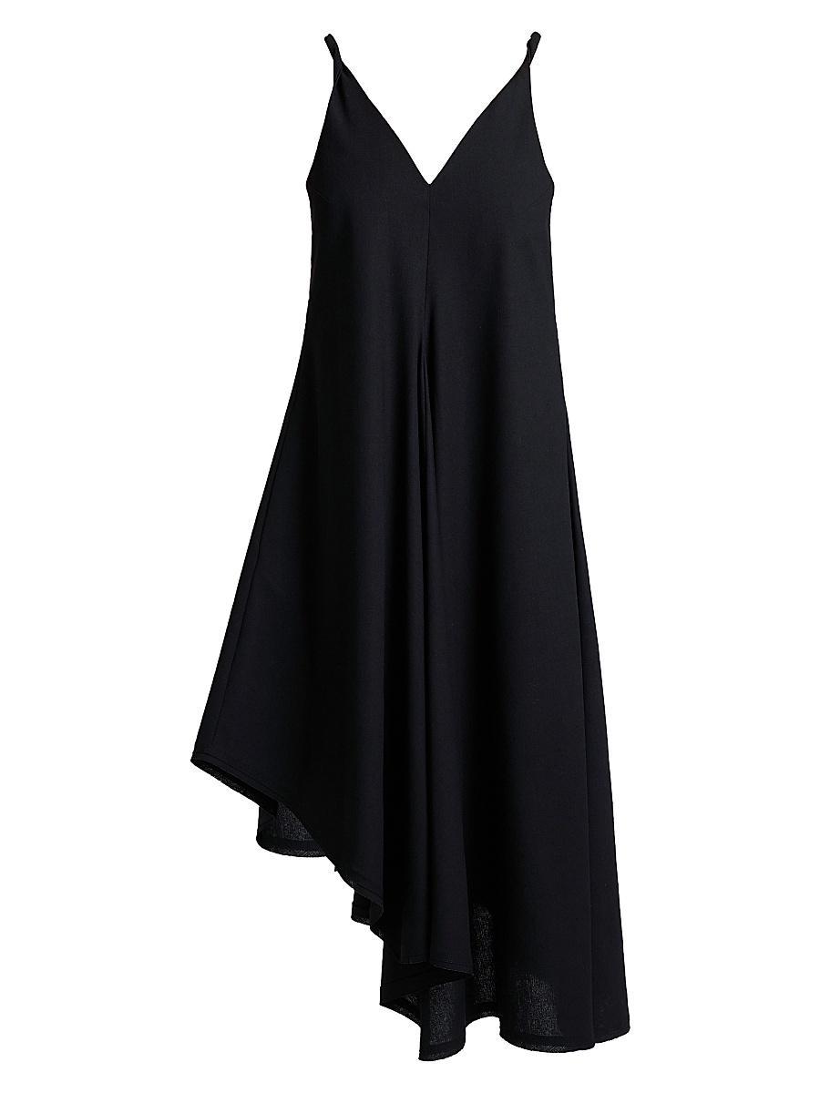 Womens Asymmetric Twist Strap Billow Midi-Dress Product Image