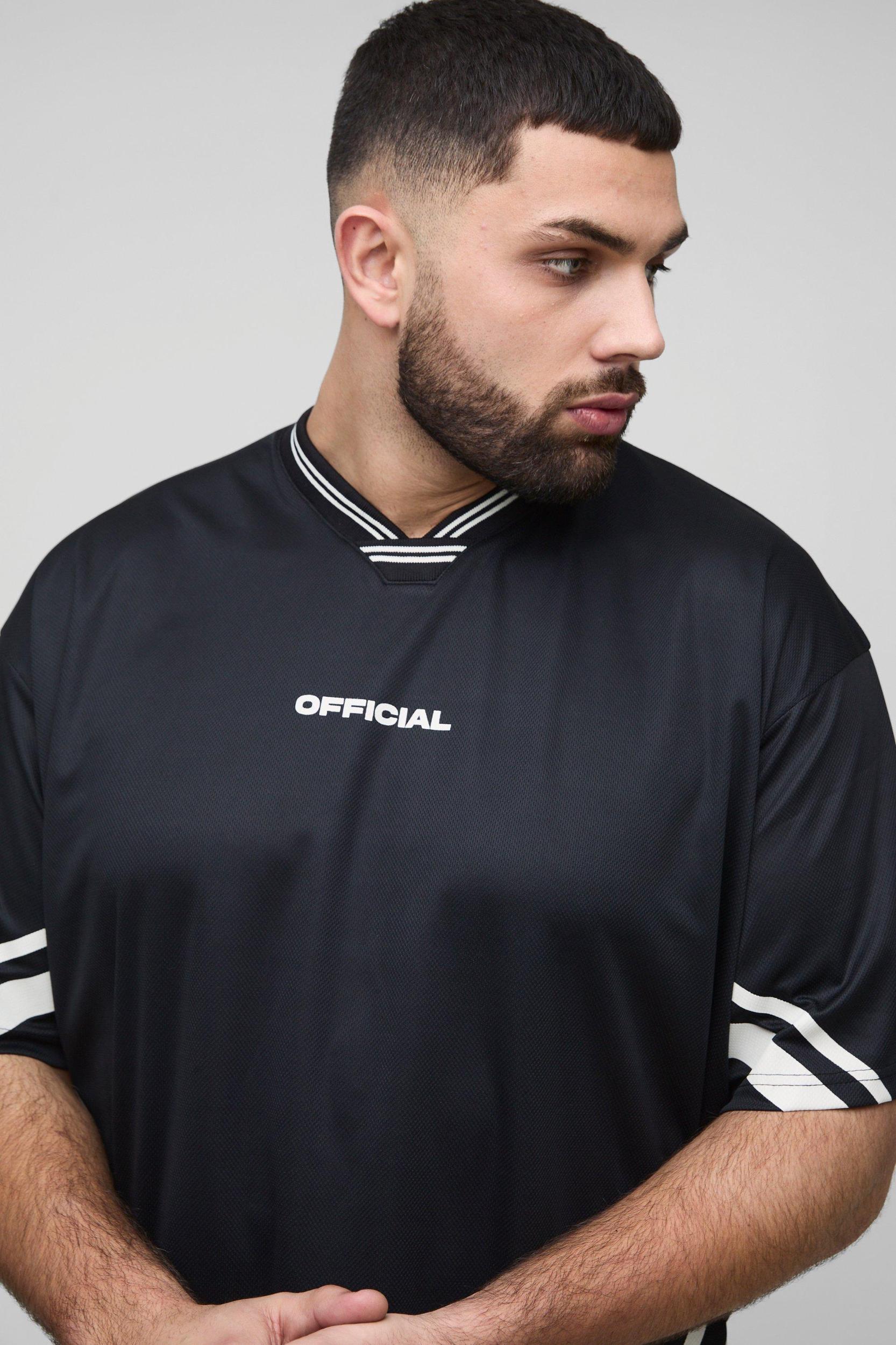 Plus Official Oversized Mesh Football T-shirt | boohooMAN USA Product Image