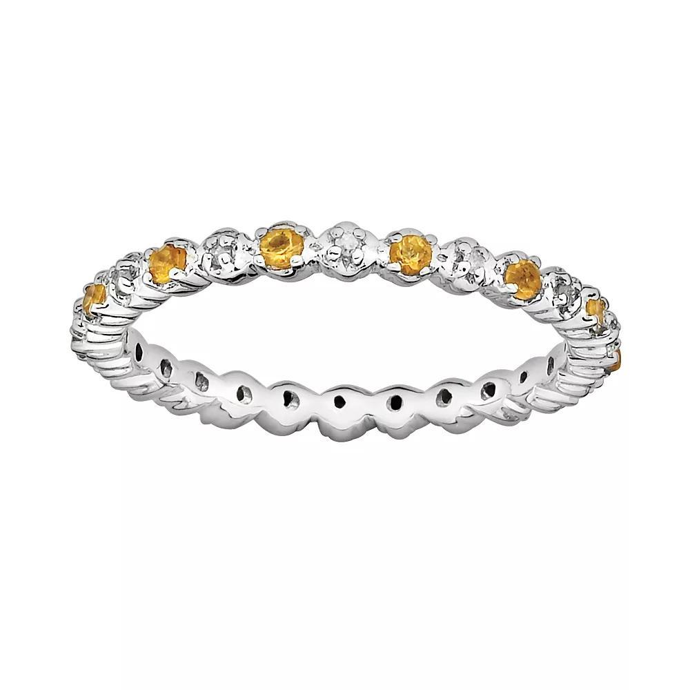 Stacks & Stones Sterling Silver Citrine & Diamond Accent Stack Ring, Women's, Size: 5 Product Image