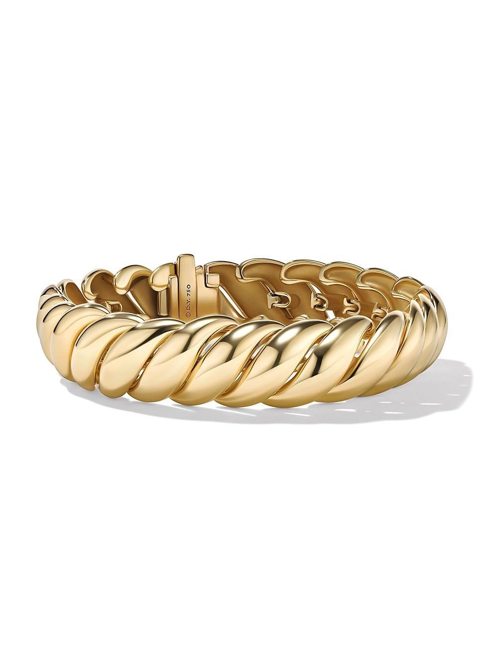 Womens Sculpted Cable Bracelet in 18K Yellow Gold Product Image