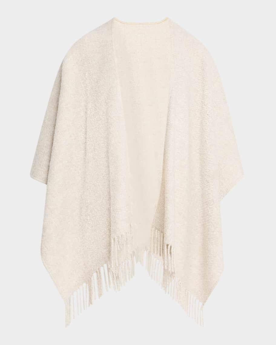 Fringed Alpaca Wool-Silk Boucle Poncho Product Image