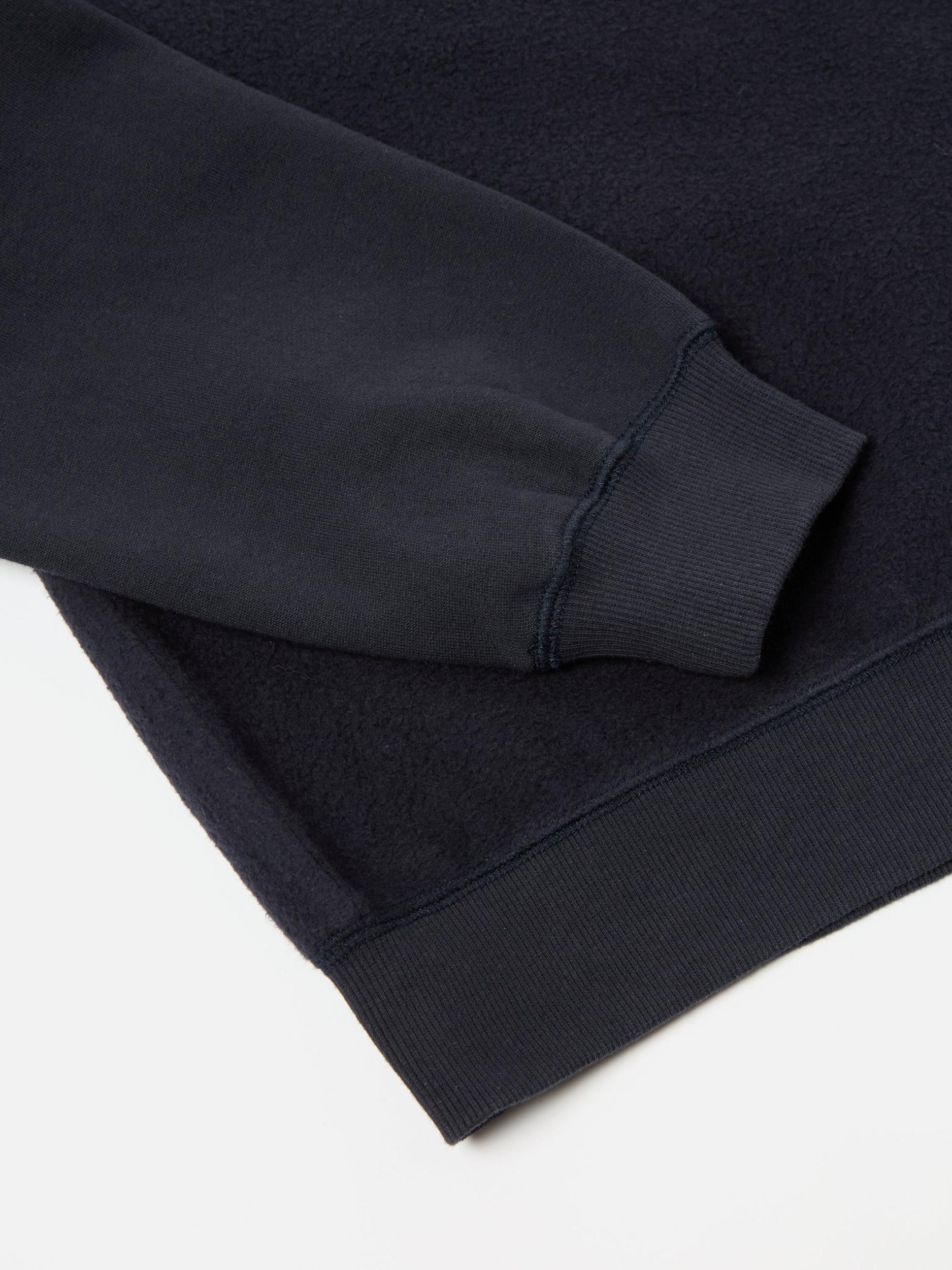 Universal Works Crew Sweat in Navy 'Hotel Deluxe' Embroidered Brush Back Product Image