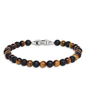 David Yurman Mens Spiritual Beads Alternating Bracelet in Sterling Silver with Black Onyx and Tigers Eye, 6mm Product Image