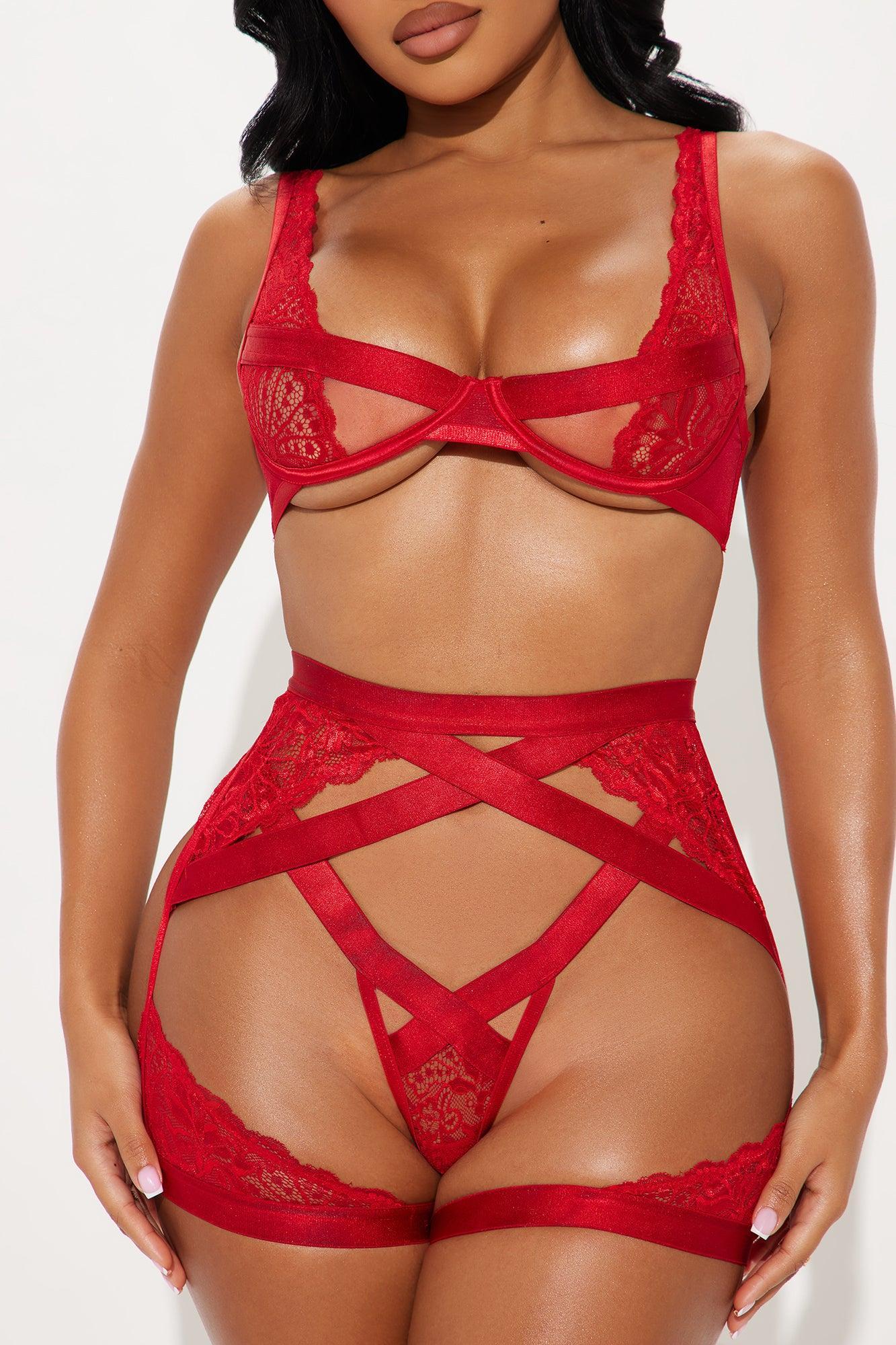 In Lust With You 3 Piece Garter Set - Red Product Image