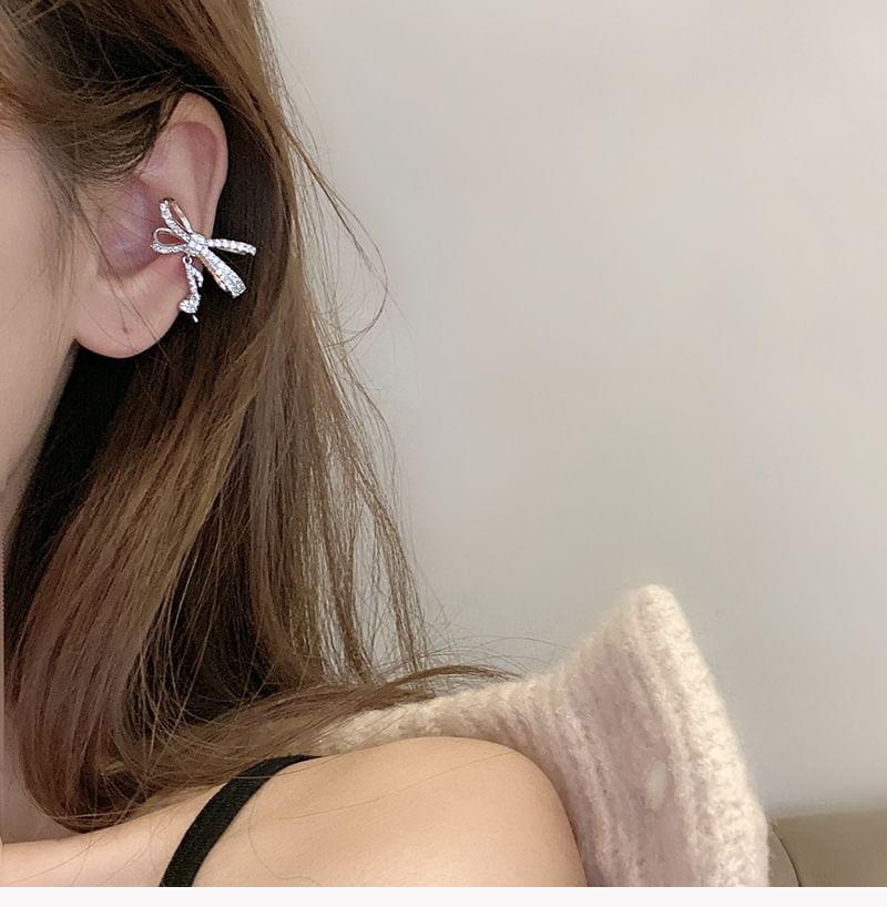 Bow Rhinestone Ear Cuff Product Image