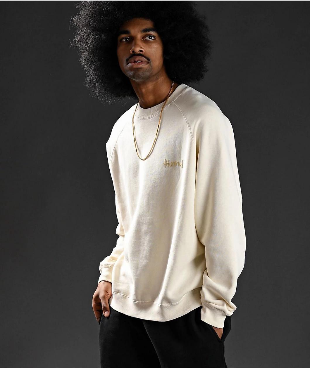 4Hunnid Komfort Kollection Cream Pigment Dye Crewneck Sweatshirt Product Image