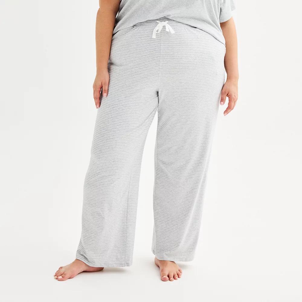 Plus Size Sonoma Goods For Life Cotton Modal Open Hem Sleep Pants, Womens Medium Cumulus Grey Product Image