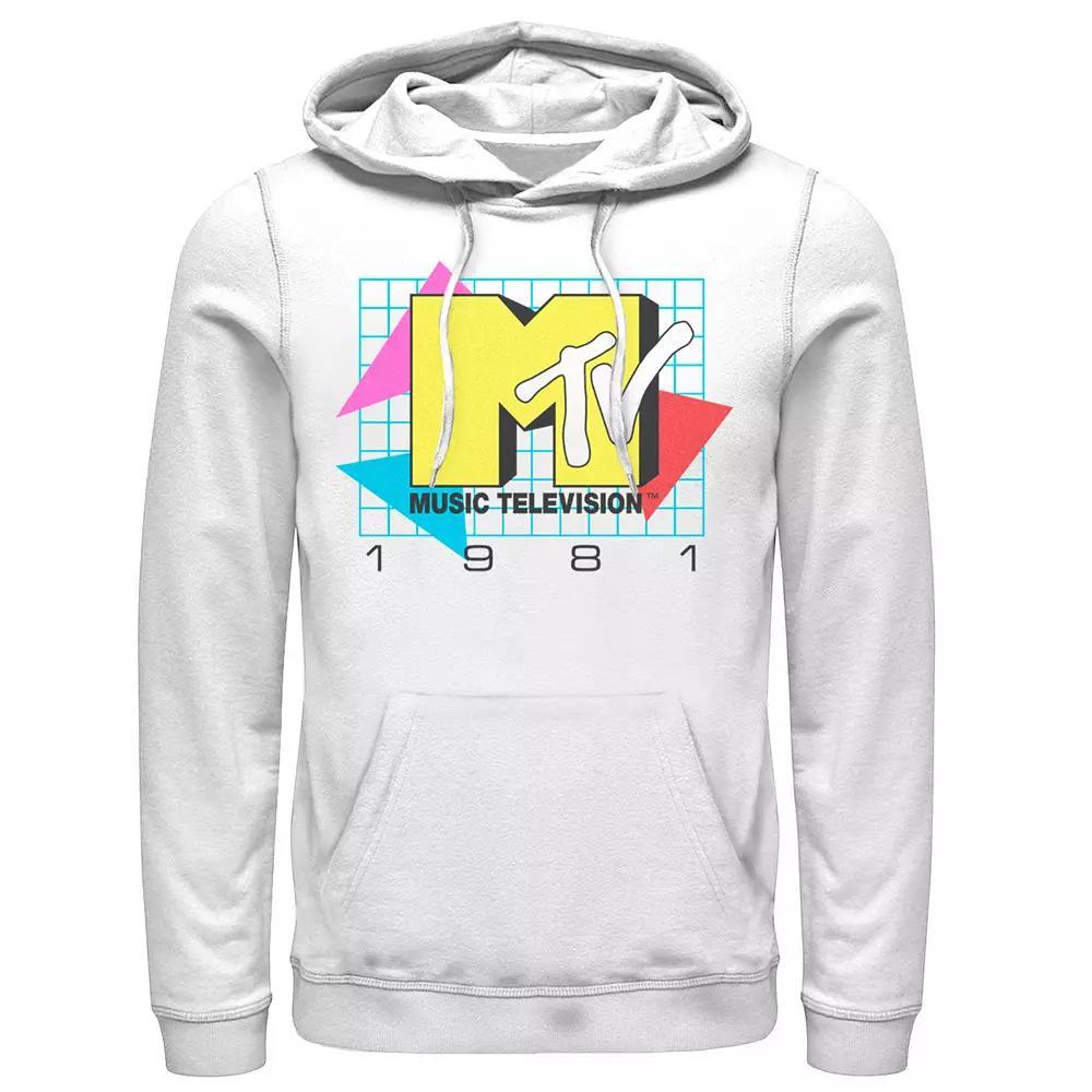 Men's MTV Music Television 1981 Logo Graphic Hoodie, Size: XXL, White Product Image