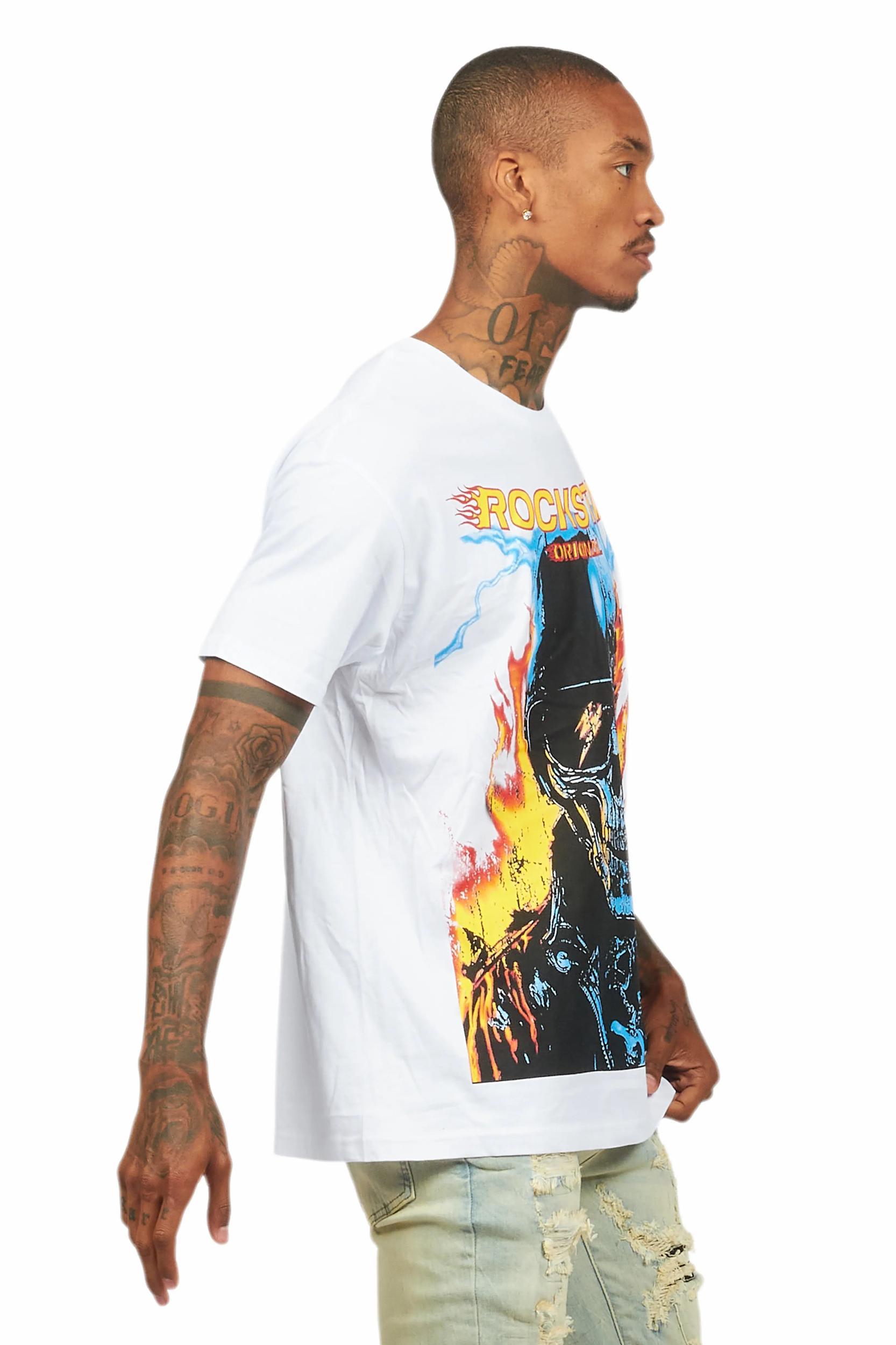 Balius White Oversized Graphic T-Shirt Male Product Image