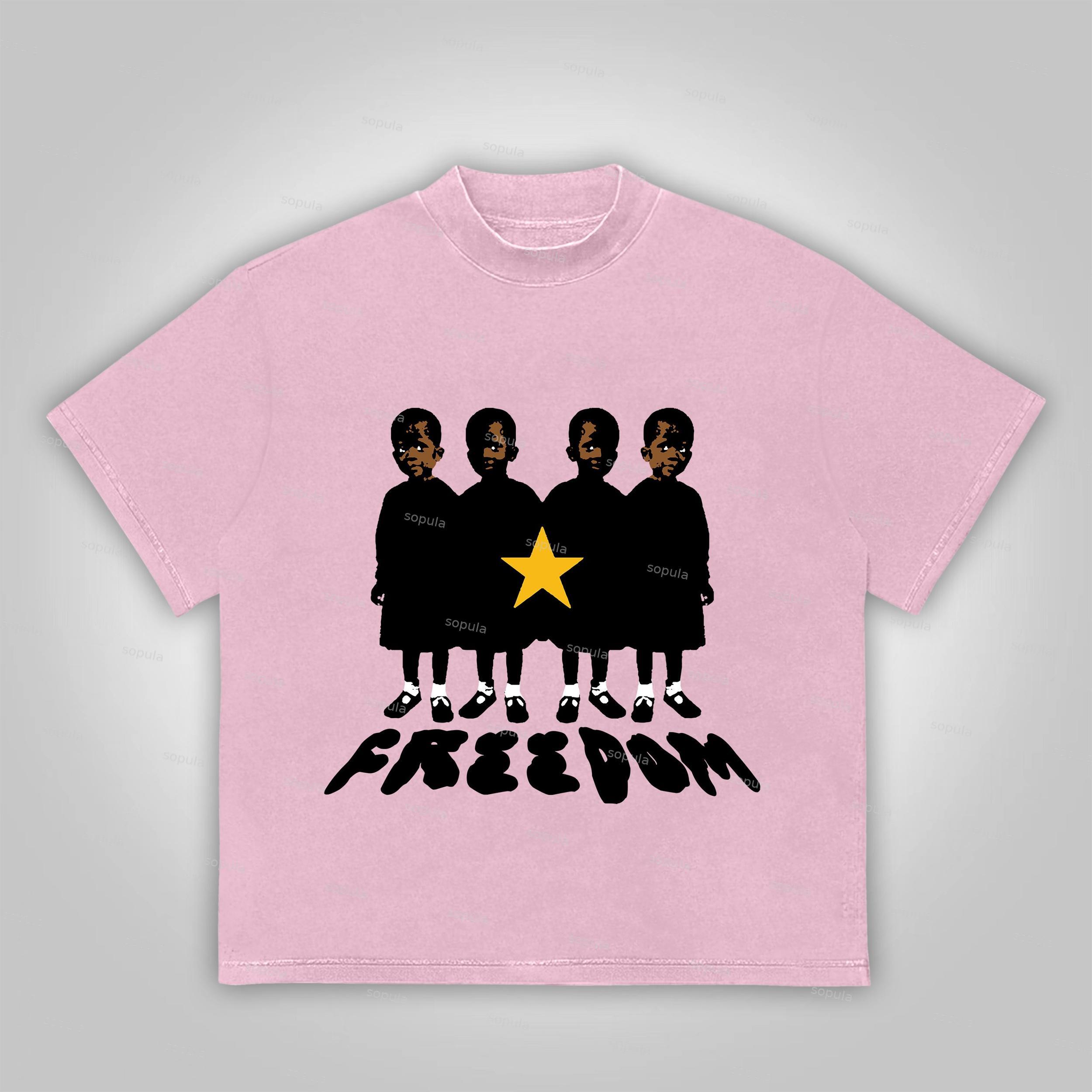 Sopula Freedom Vintage Graphic Print Cotton T-Shirt Product Image