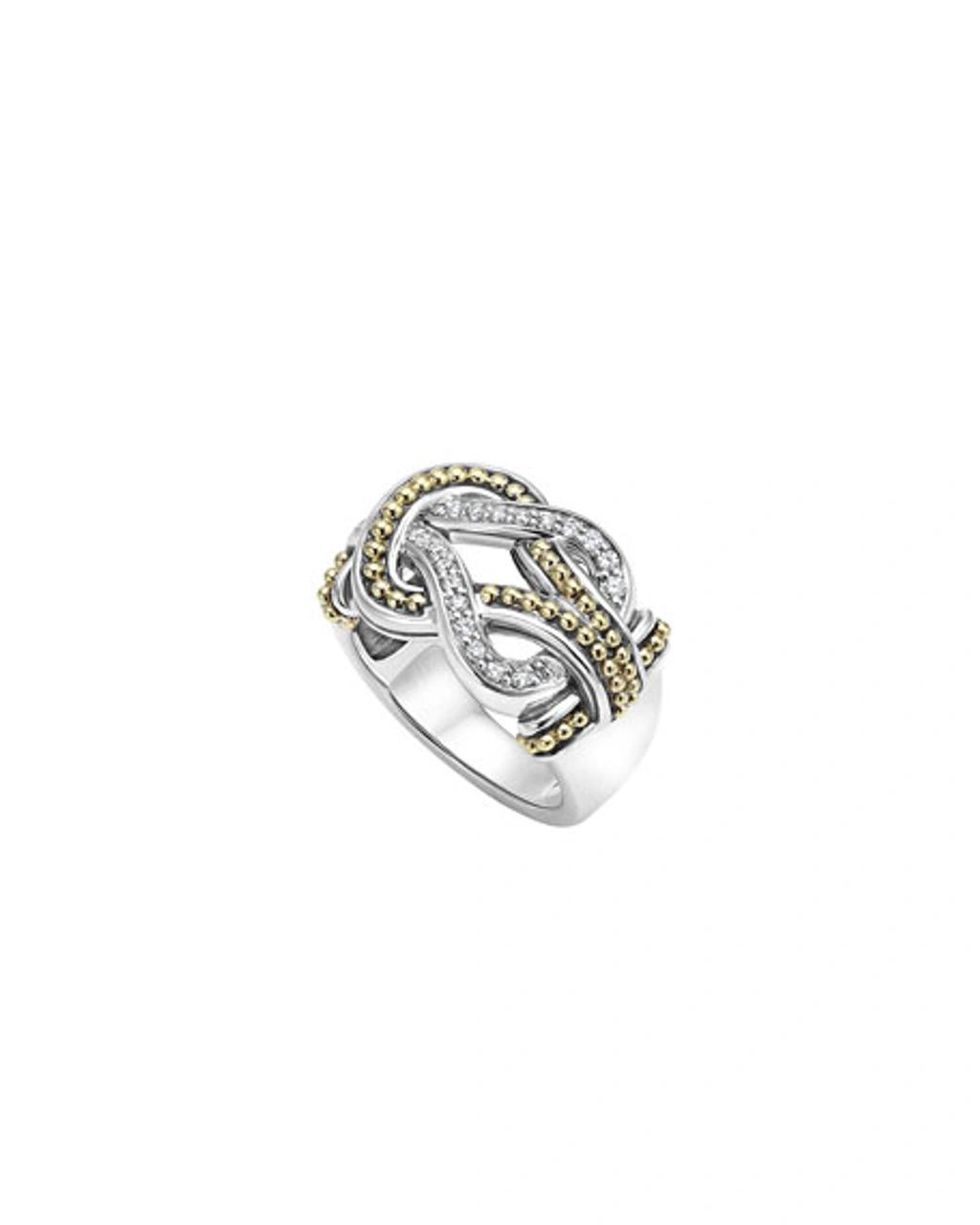 Lagos Sterling Silver and 18K Gold Newport Diamond Ring Product Image