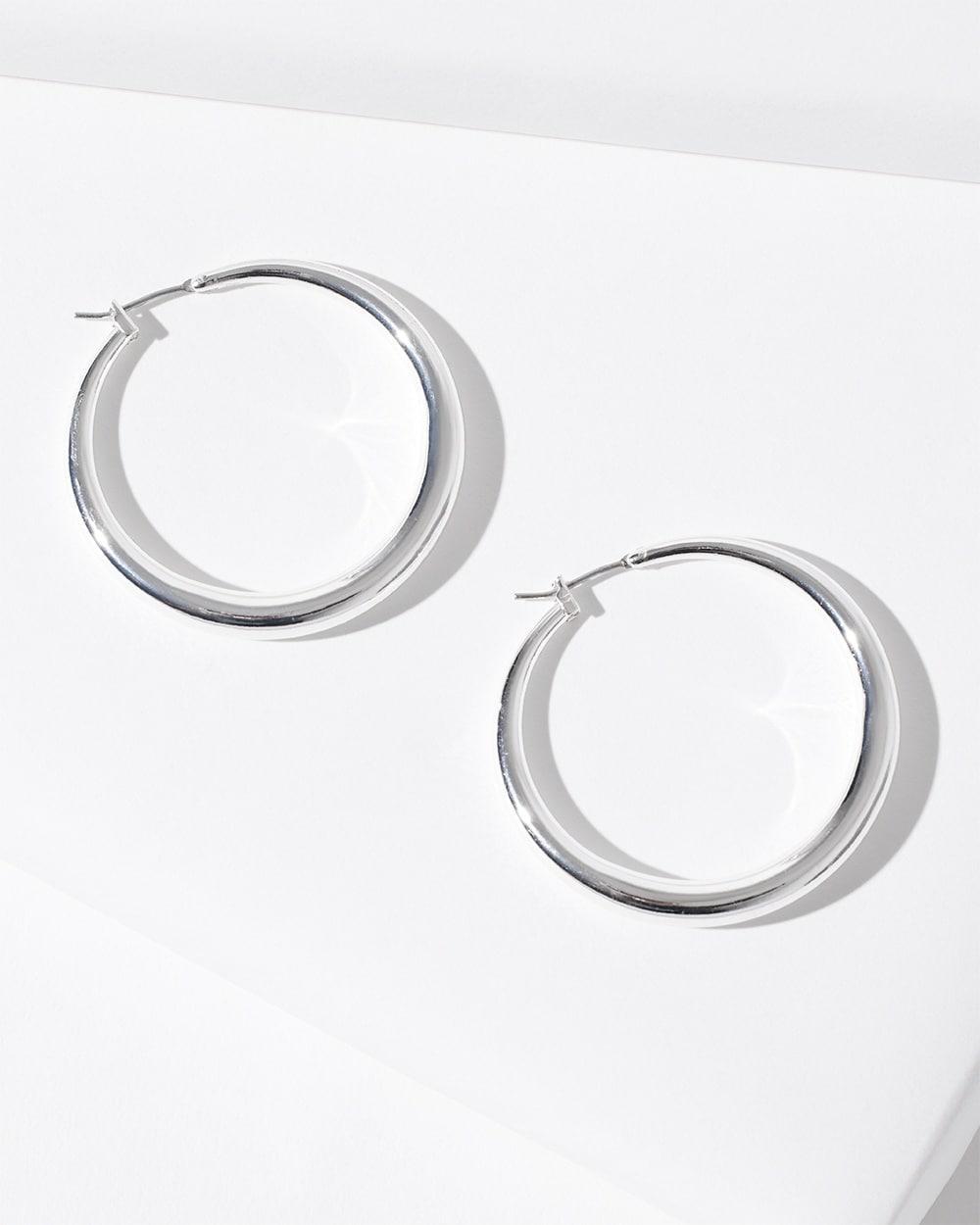 Cassie Silver-Tone Hoop Earrings Product Image