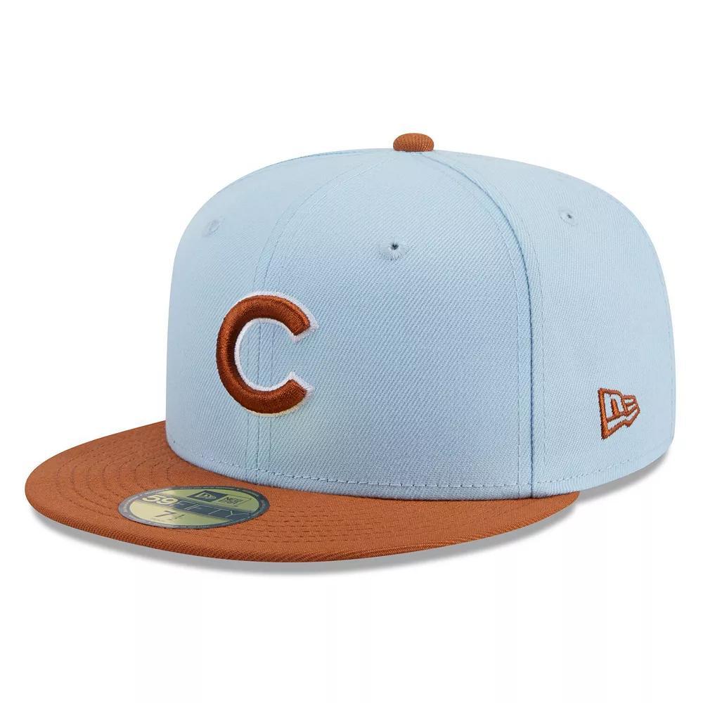 Men's New Era Light Blue/Brown Chicago Cubs Spring Color Basic Two-Tone 59FIFTY Fitted Hat, Size: 8 Product Image