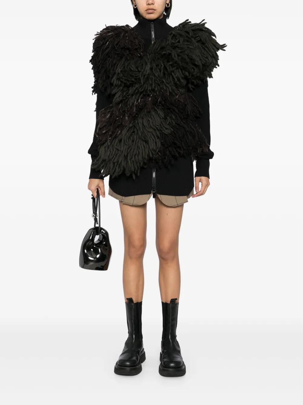 SACAI Faux-fur Embellishment Cardigan In Green Product Image