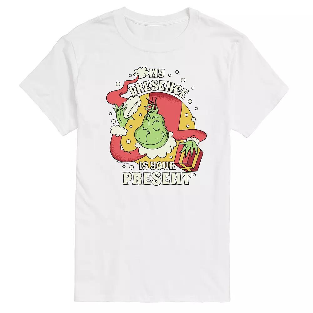 Big & Tall Dr. Seuss The Grinch My Presence Is Your Present Graphic Tee, Men's, Size: XL Tall, White Product Image